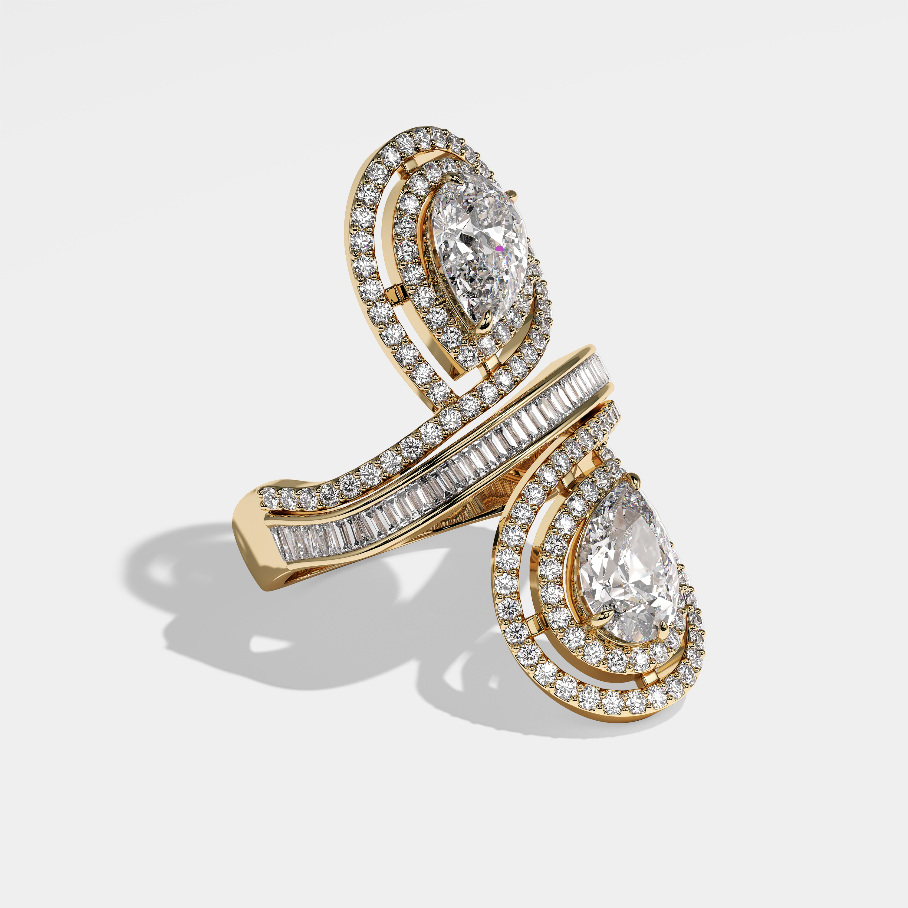 Prestige Diamond Pear Engagement Ring 18K Yellow Gold 16.00ct