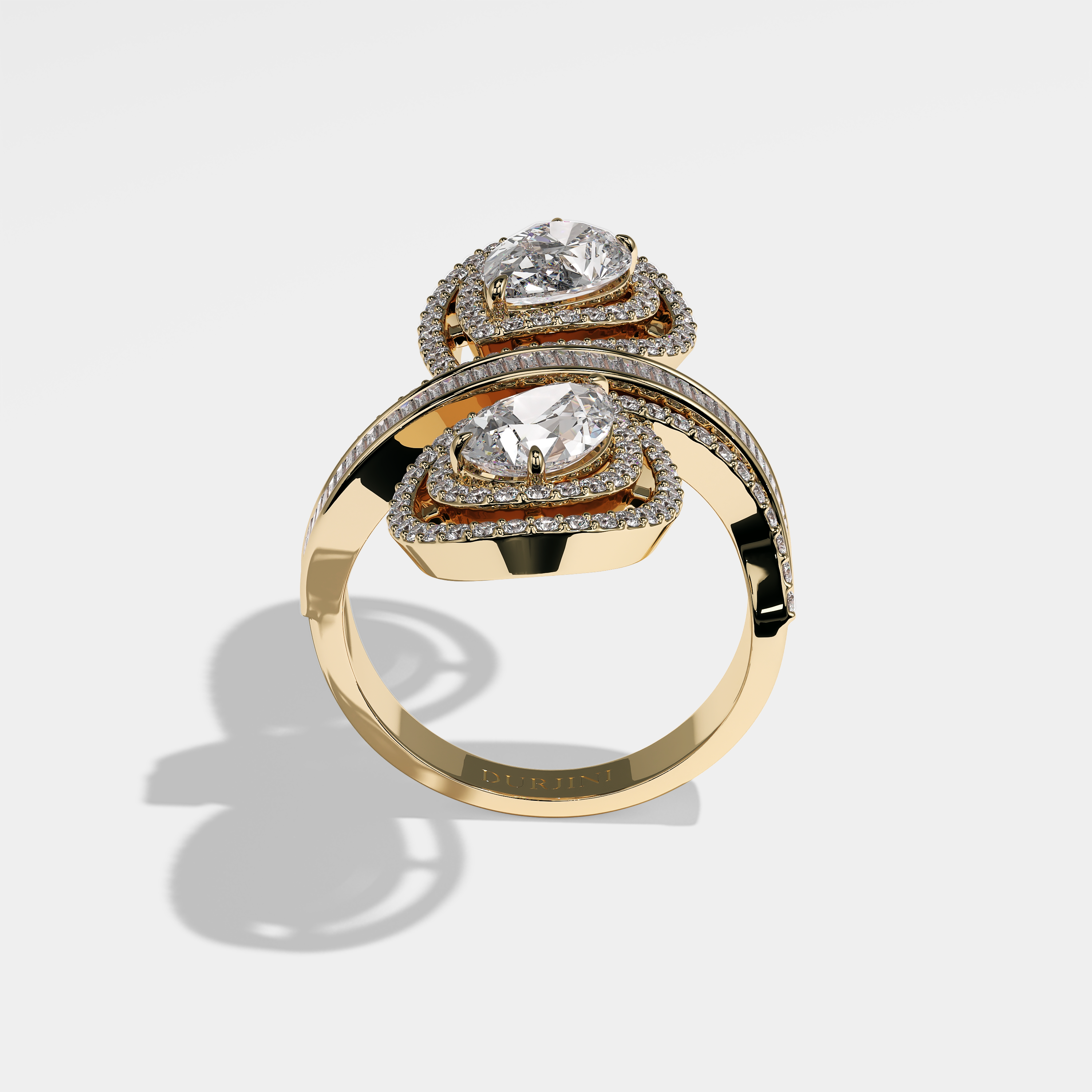 Prestige Diamond Pear Engagement Ring 18K Yellow Gold 16.00ct