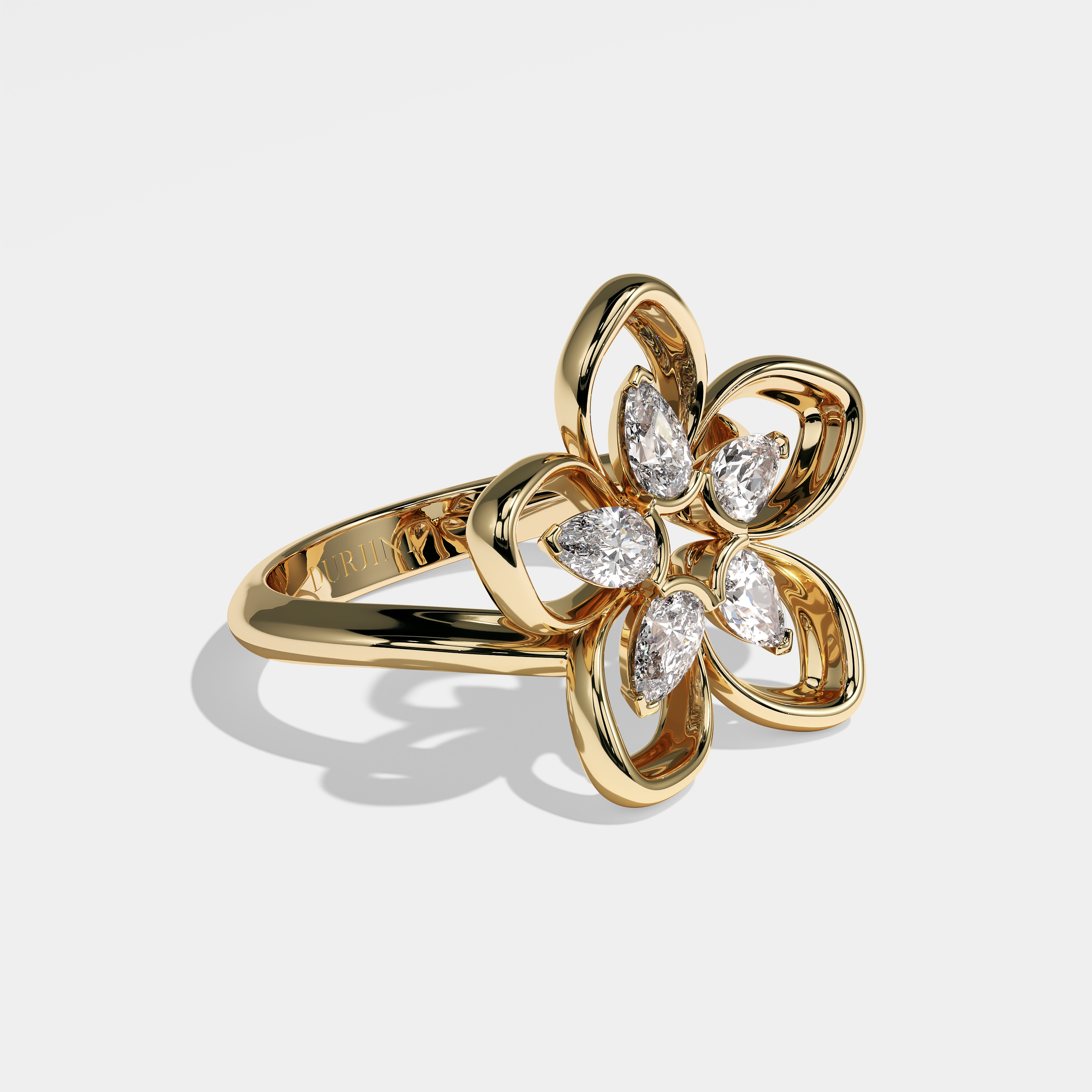 Hatton pear diamond engagement ring in 18K yellow gold by Kurbãni Durjini, right view