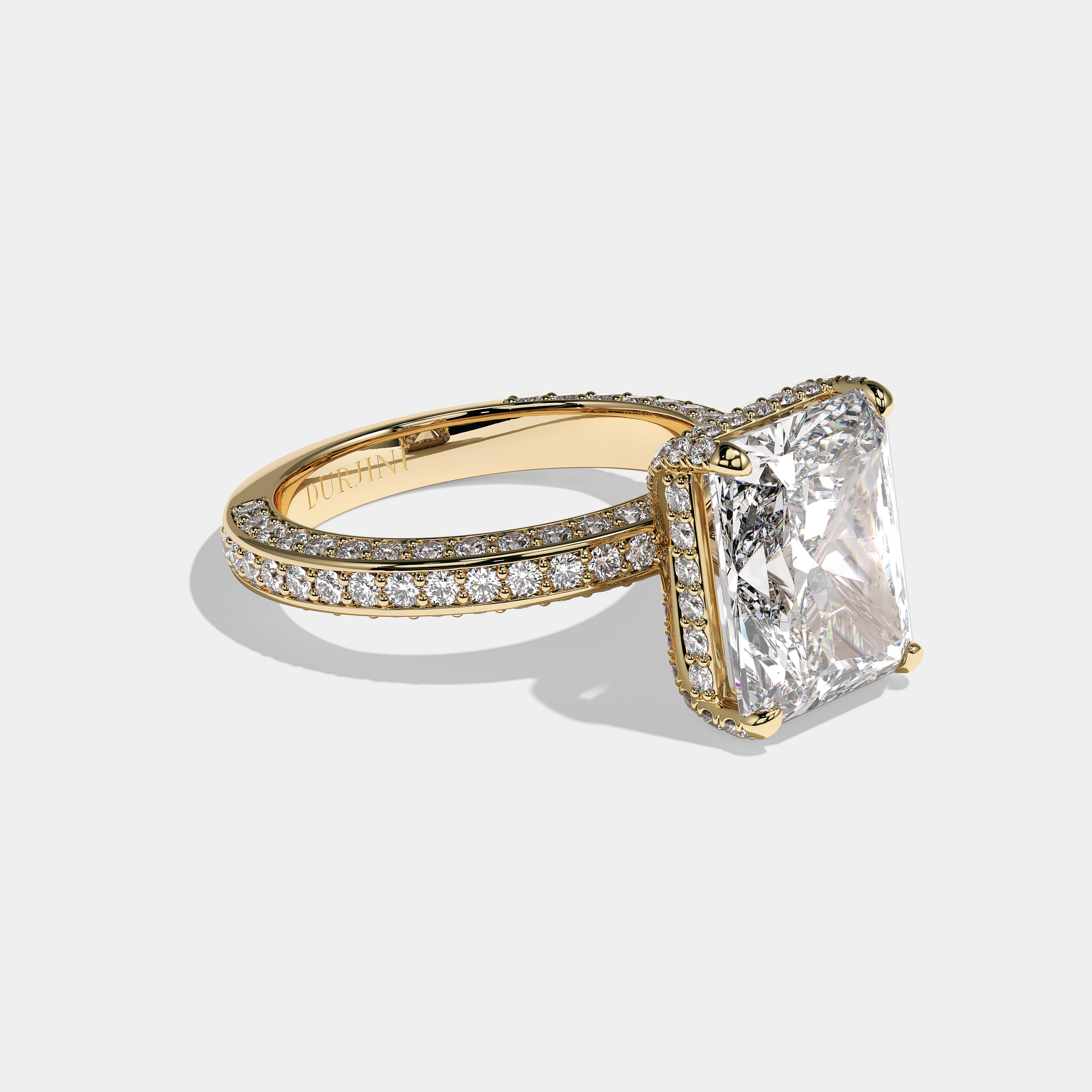 Constance radiant halo diamond engagement ring in 18K yellow gold by Kurbãni Durjini, right view