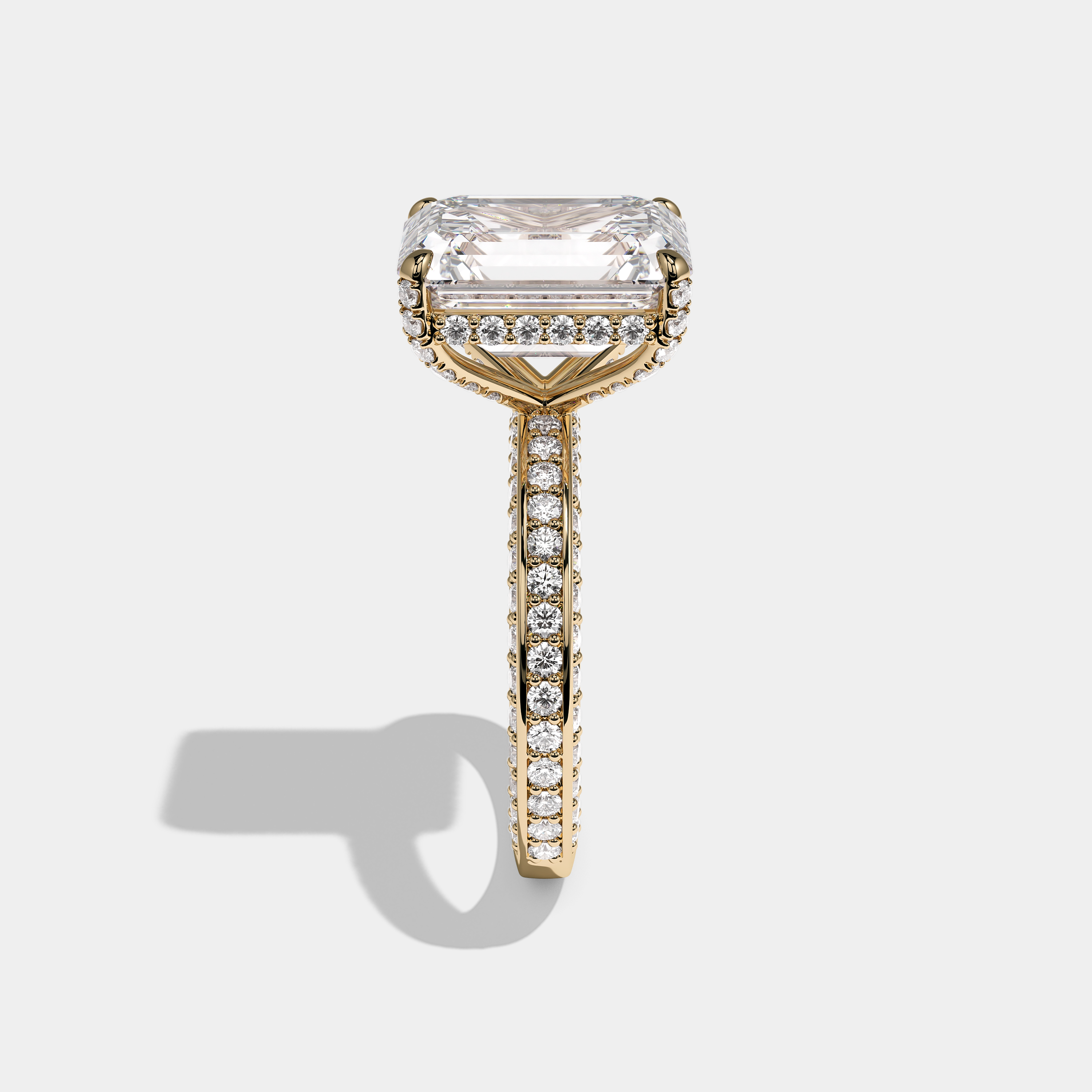Side View – Kurbãni Durjini Dana Diamond Emerald Cut Engagement Ring Yellow Gold