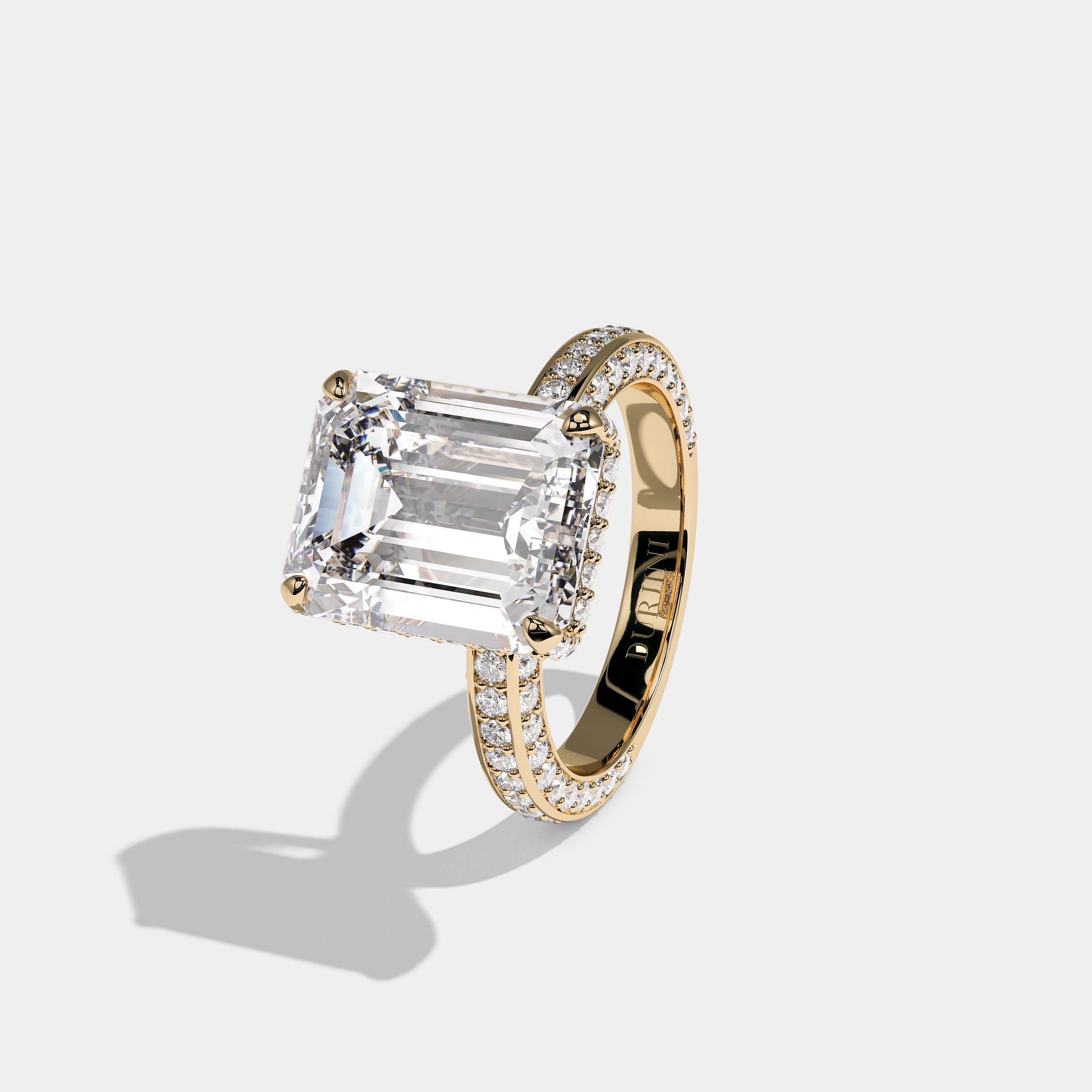 Left View – Kurbãni Durjini Dana Diamond Emerald Cut Engagement Ring Yellow Gold