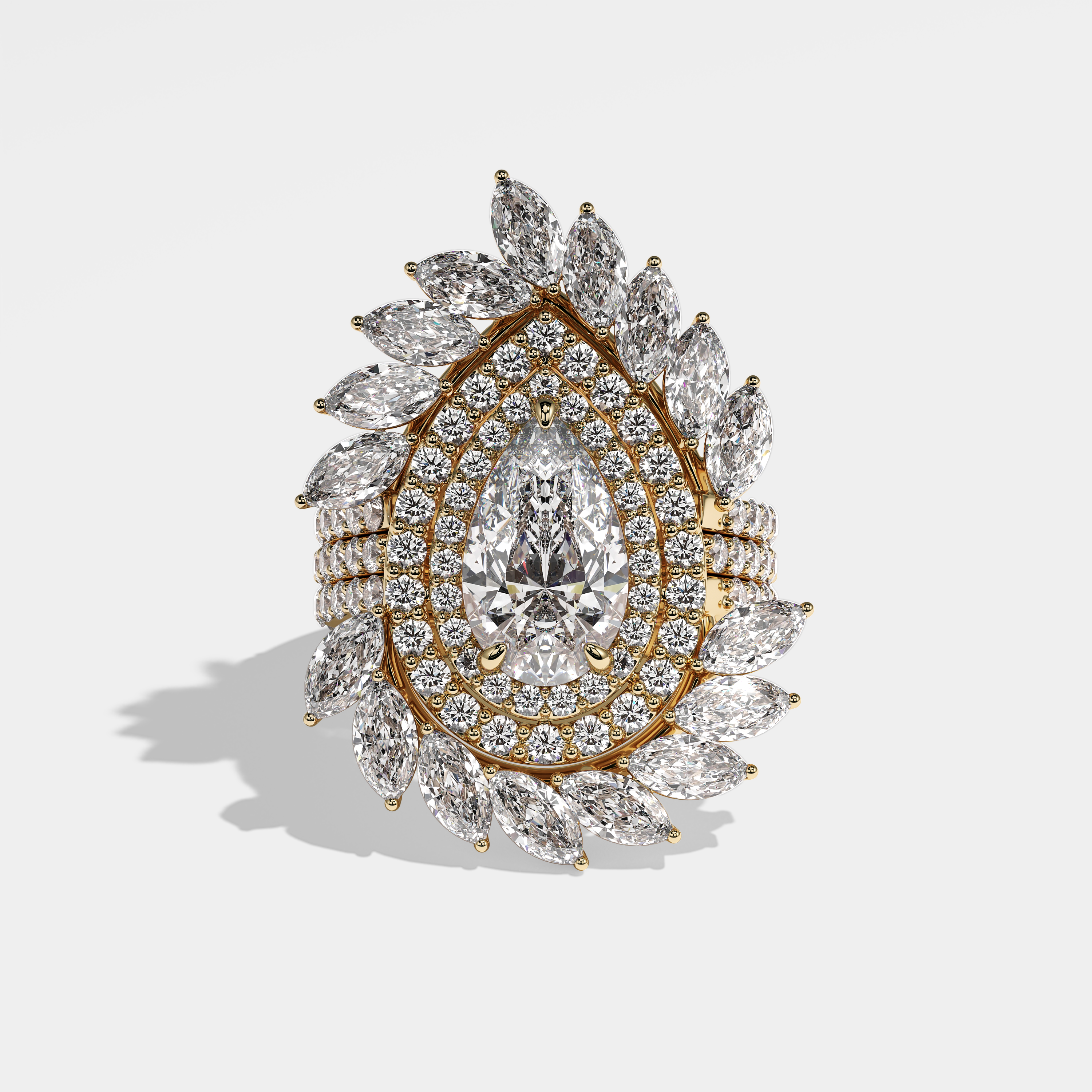 Miriam Diamond Pear Halo Engagement Ring 18K Yellow Gold 18.00ct