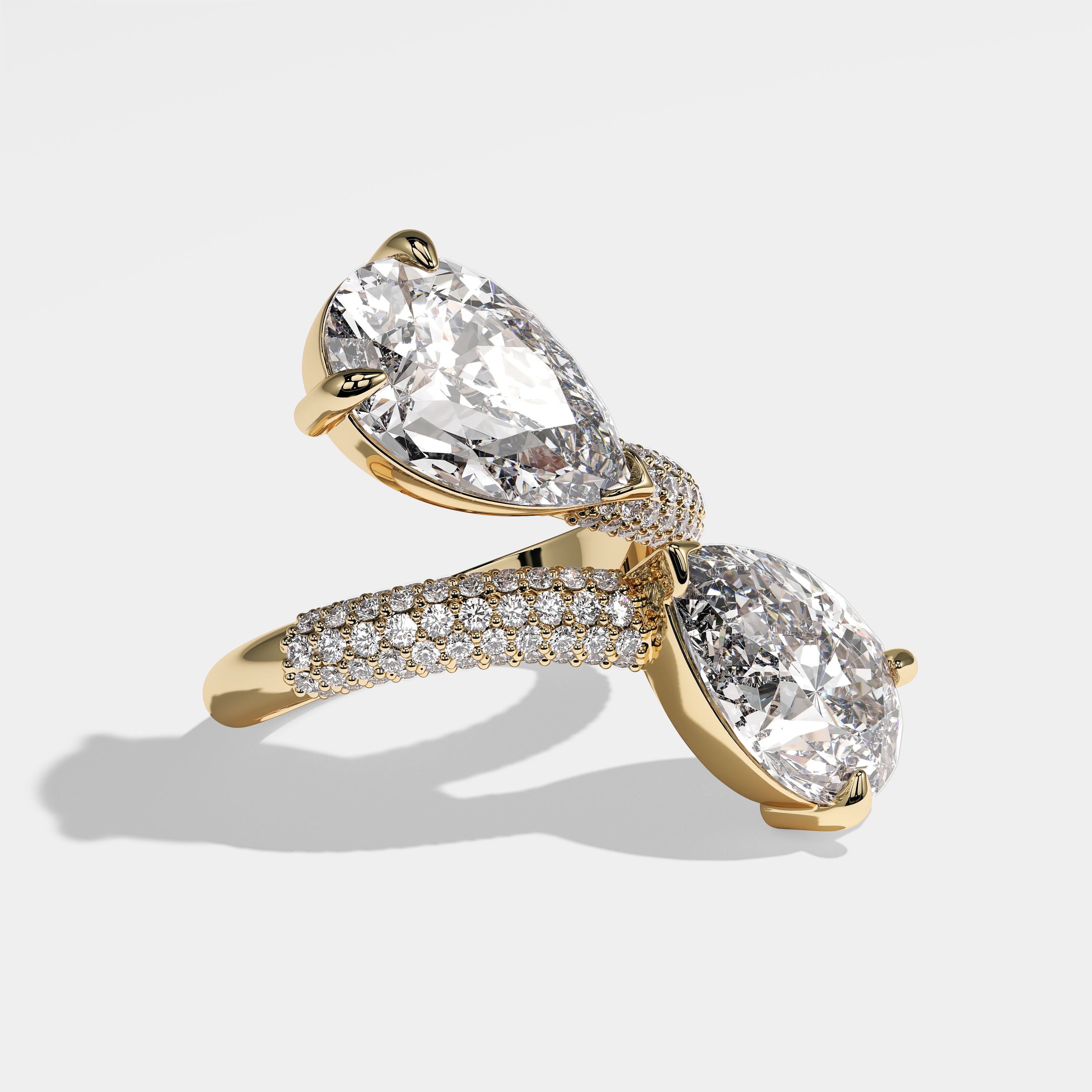 Millicent pear diamond engagement ring in 18K yellow gold by Kurbãni Durjini, right view