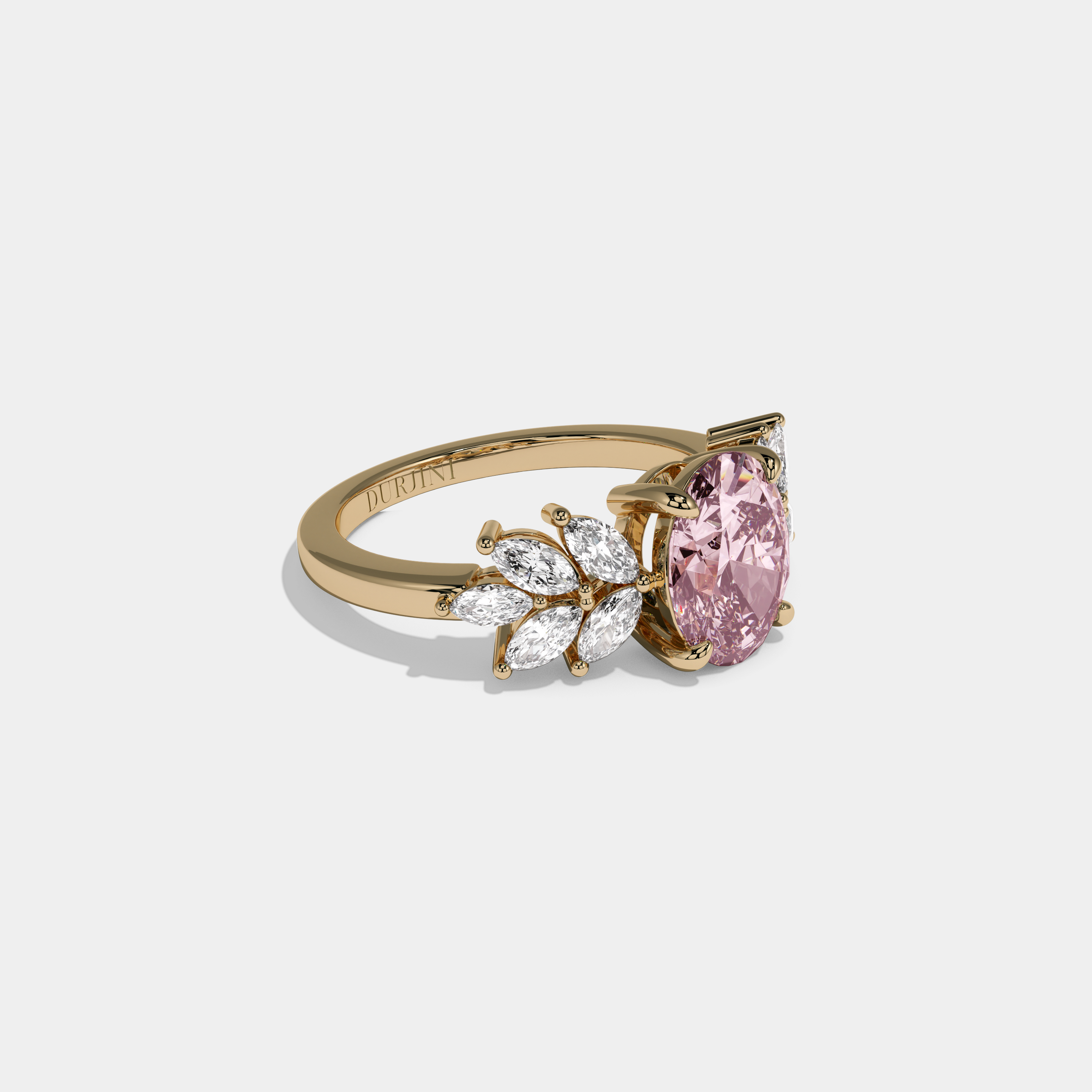 Charlotte Fancy Pink Pear Cut Diamond Plain Band Engagement Ring 6ct 18K Yellow Gold