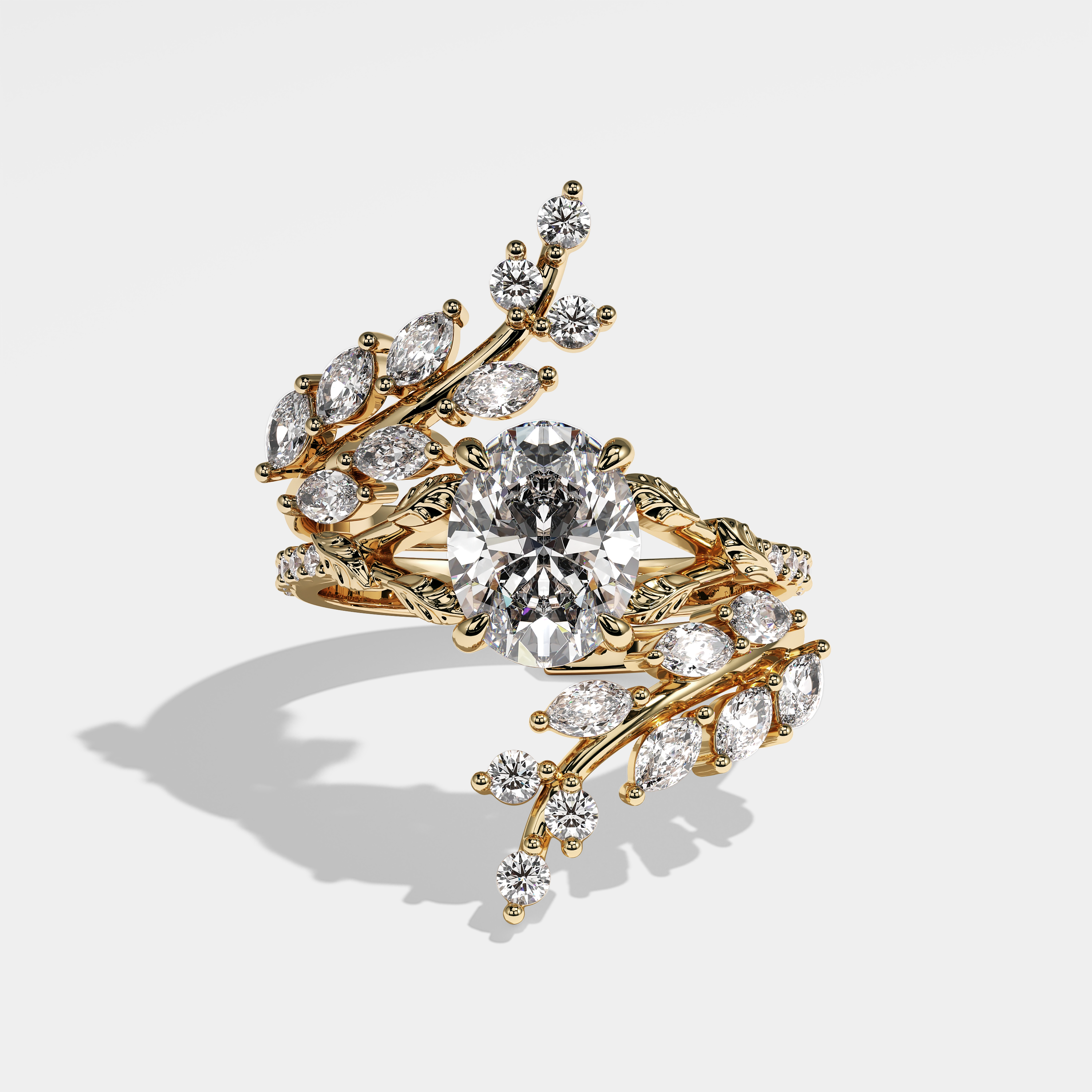 Marta Diamond Oval Halo Engagement Ring 18K Yellow Gold 7.00ct