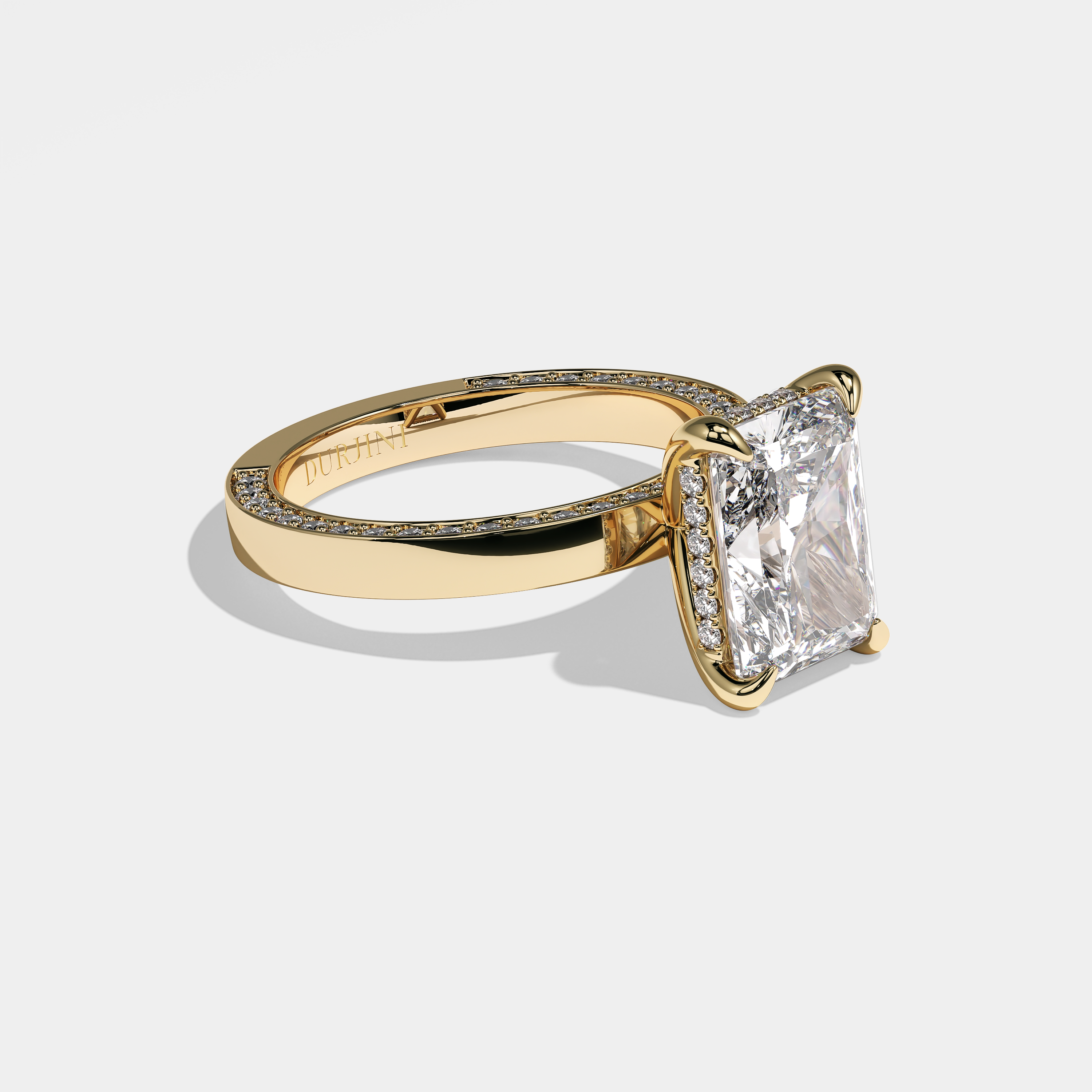 Right View – Kurbãni Durjini Macarena Diamond Radiant Engagement Ring Yellow Gold