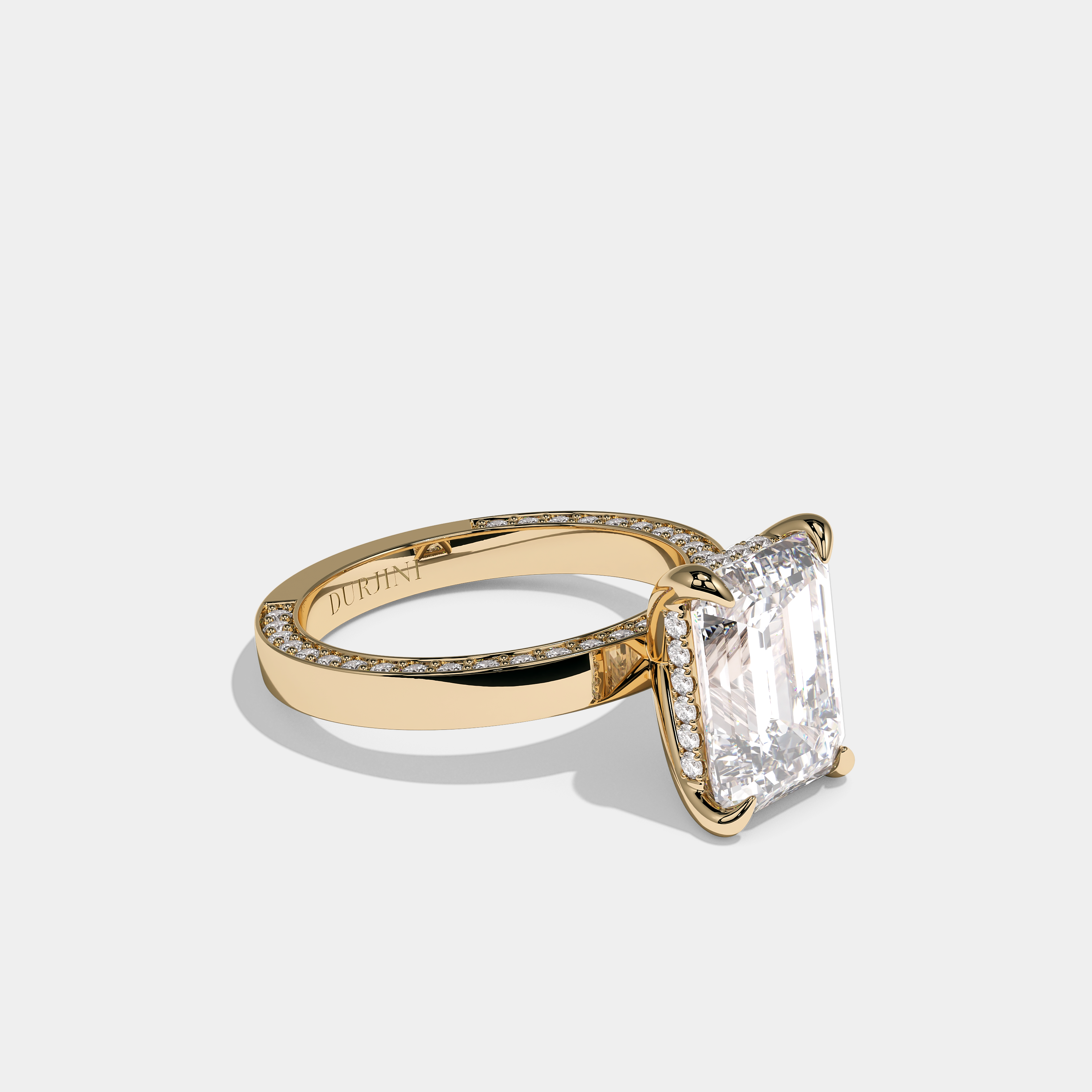 Right View – Kurbãni Durjini Brilliance Diamond Emerald Cut Engagement Ring Yellow Gold