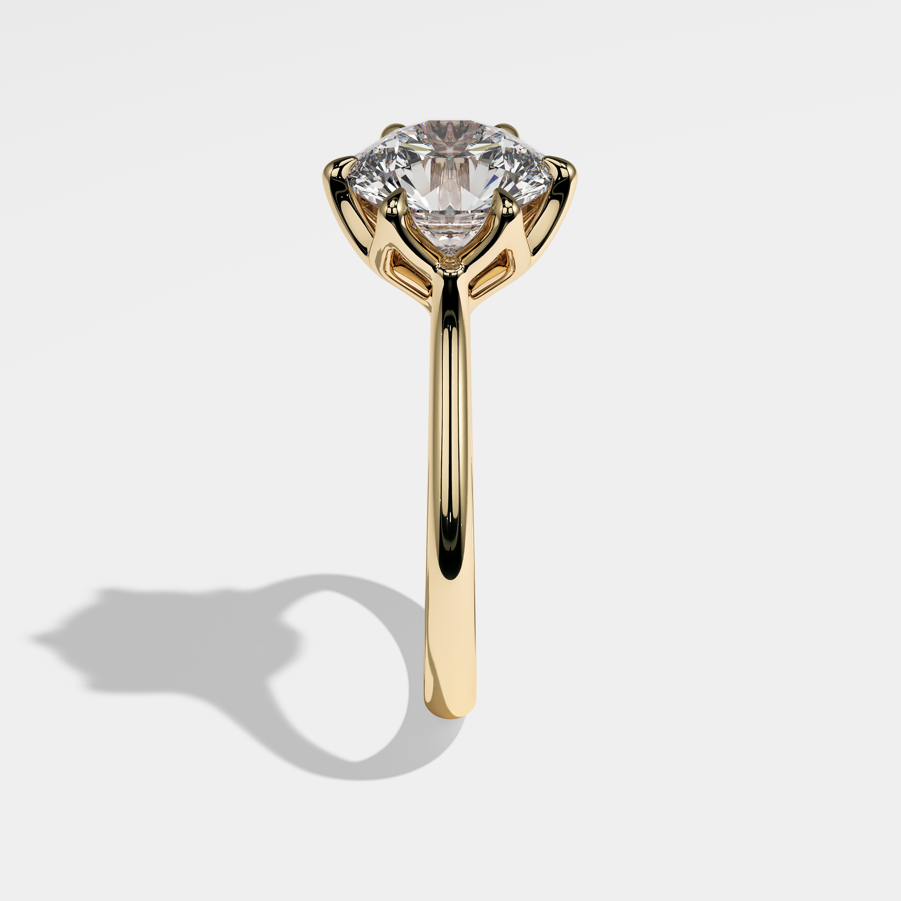 Side View – Kurbãni Durjini Mireia Diamond Round Brilliant Engagement Ring Yellow Gold