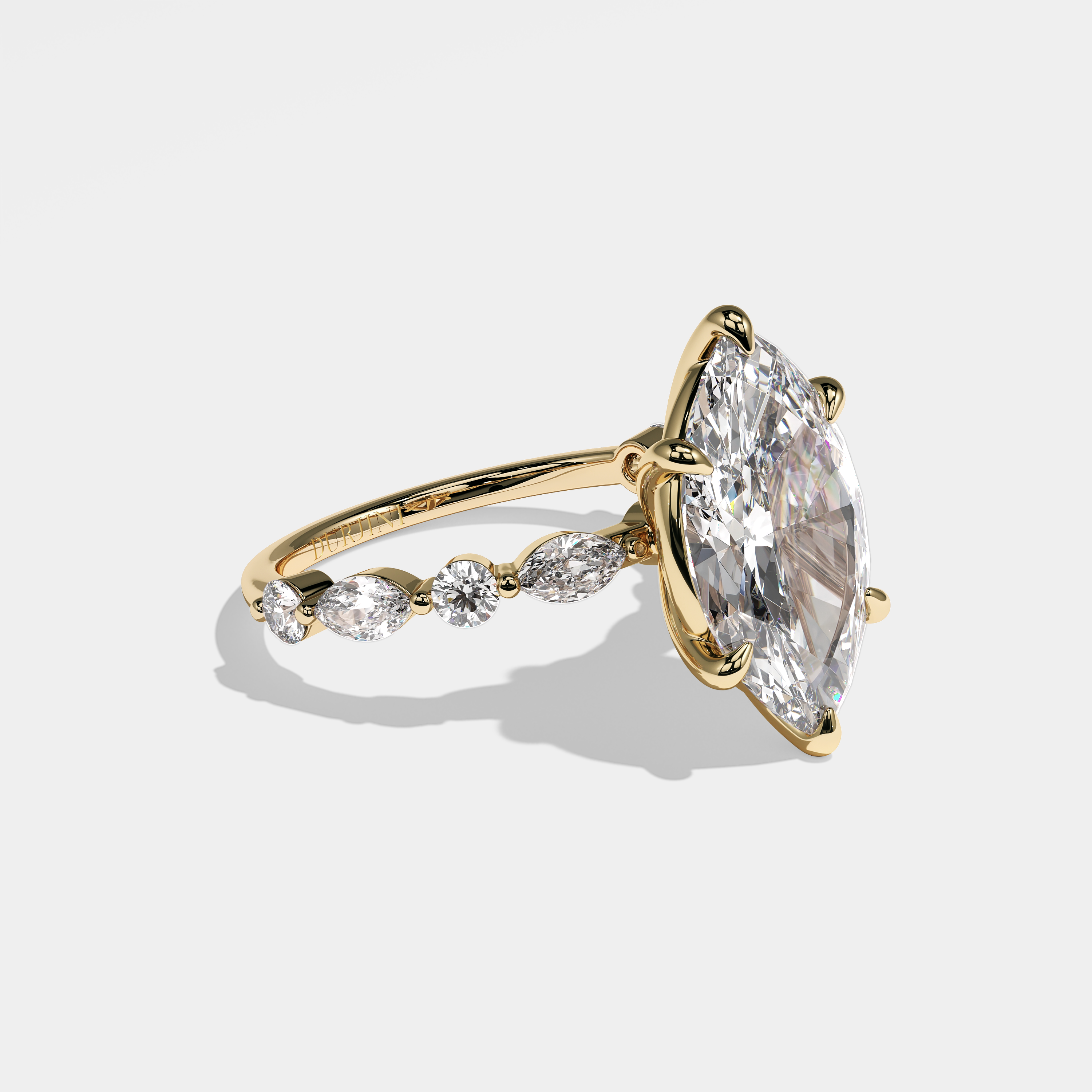 Right View – Kurbãni Durjini Micaela Diamond Marquise Engagement Ring Yellow Gold