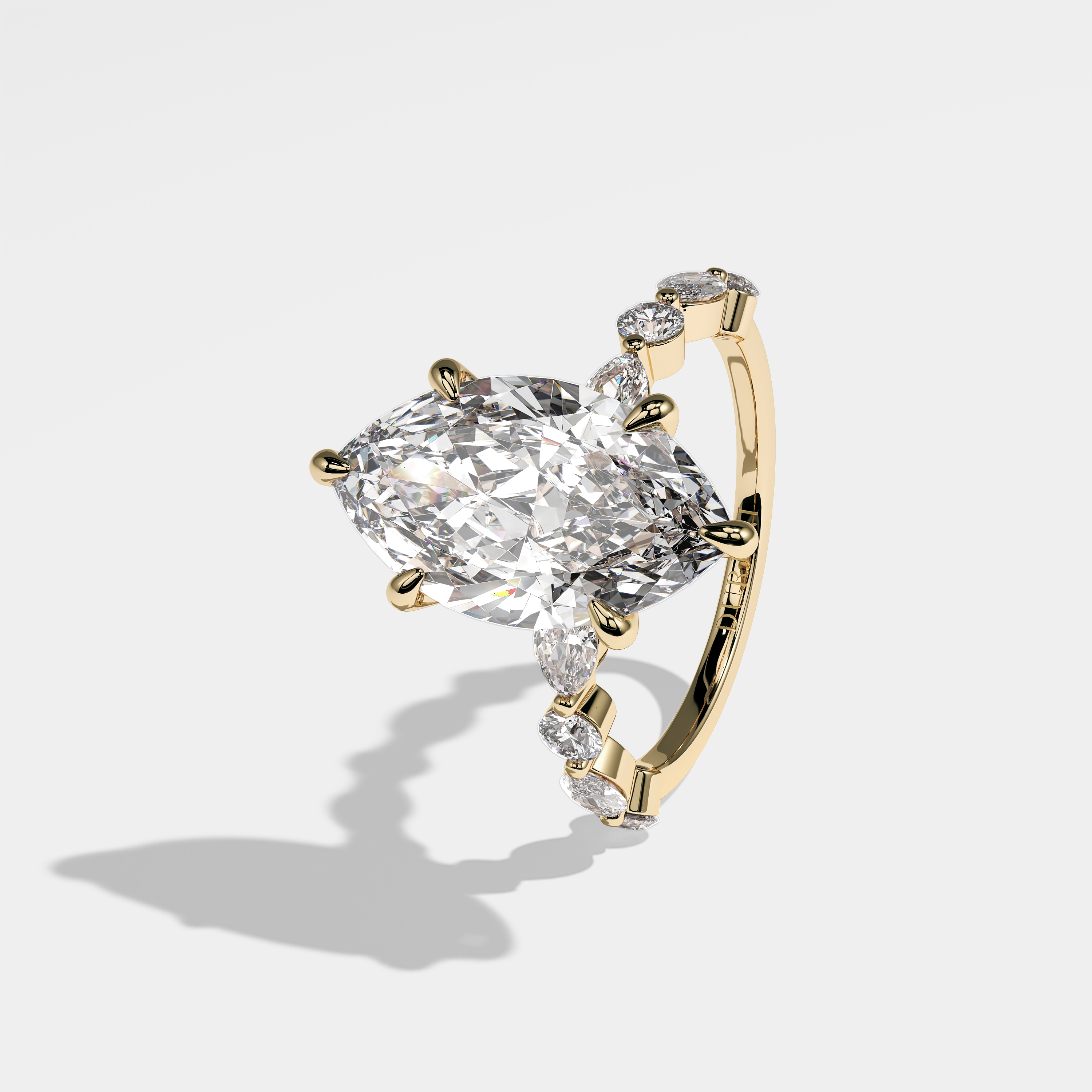 Left View – Kurbãni Durjini Micaela Diamond Marquise Engagement Ring Yellow Gold