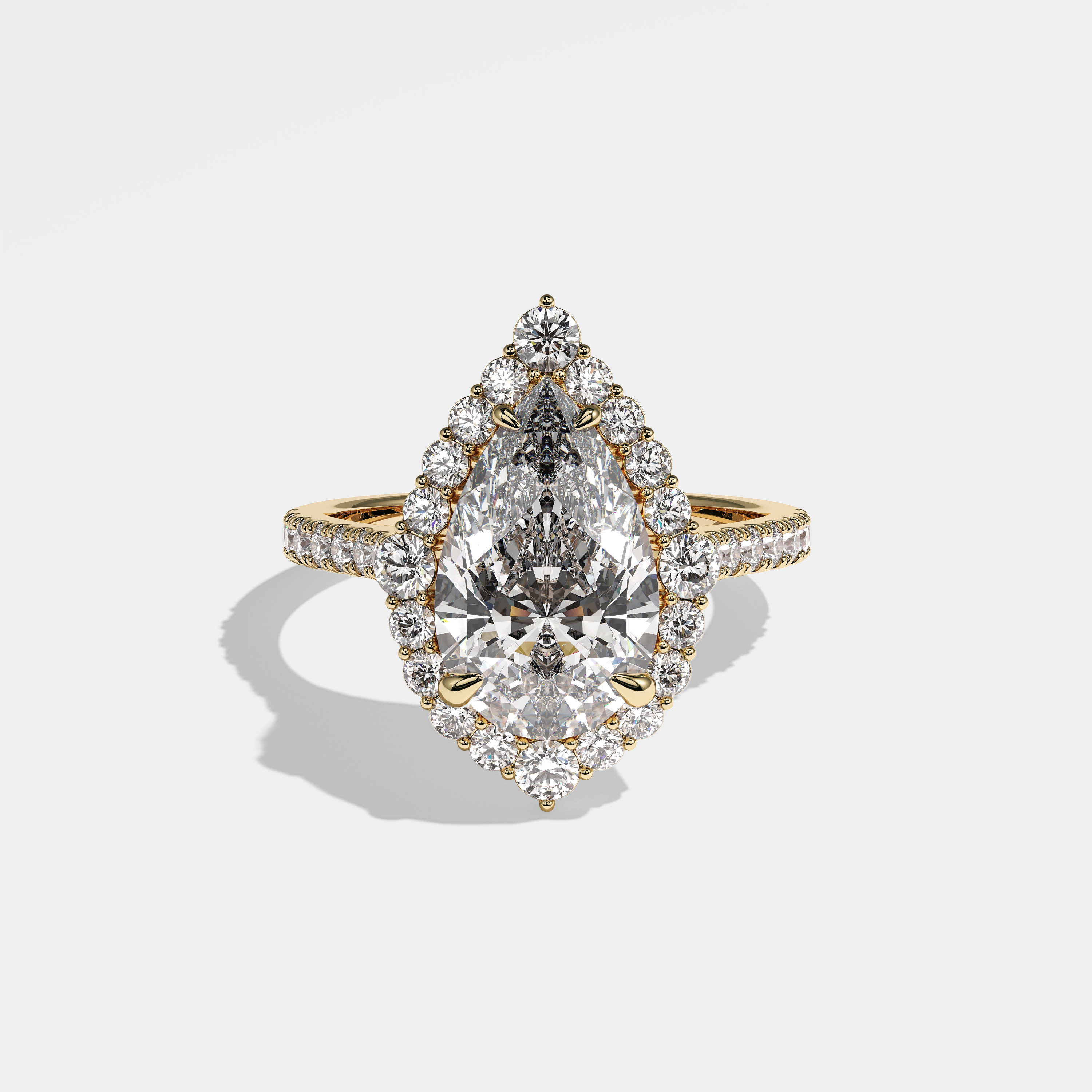 Milagros Diamond Pear Halo Engagement Ring 18K Yellow Gold 8.00ct