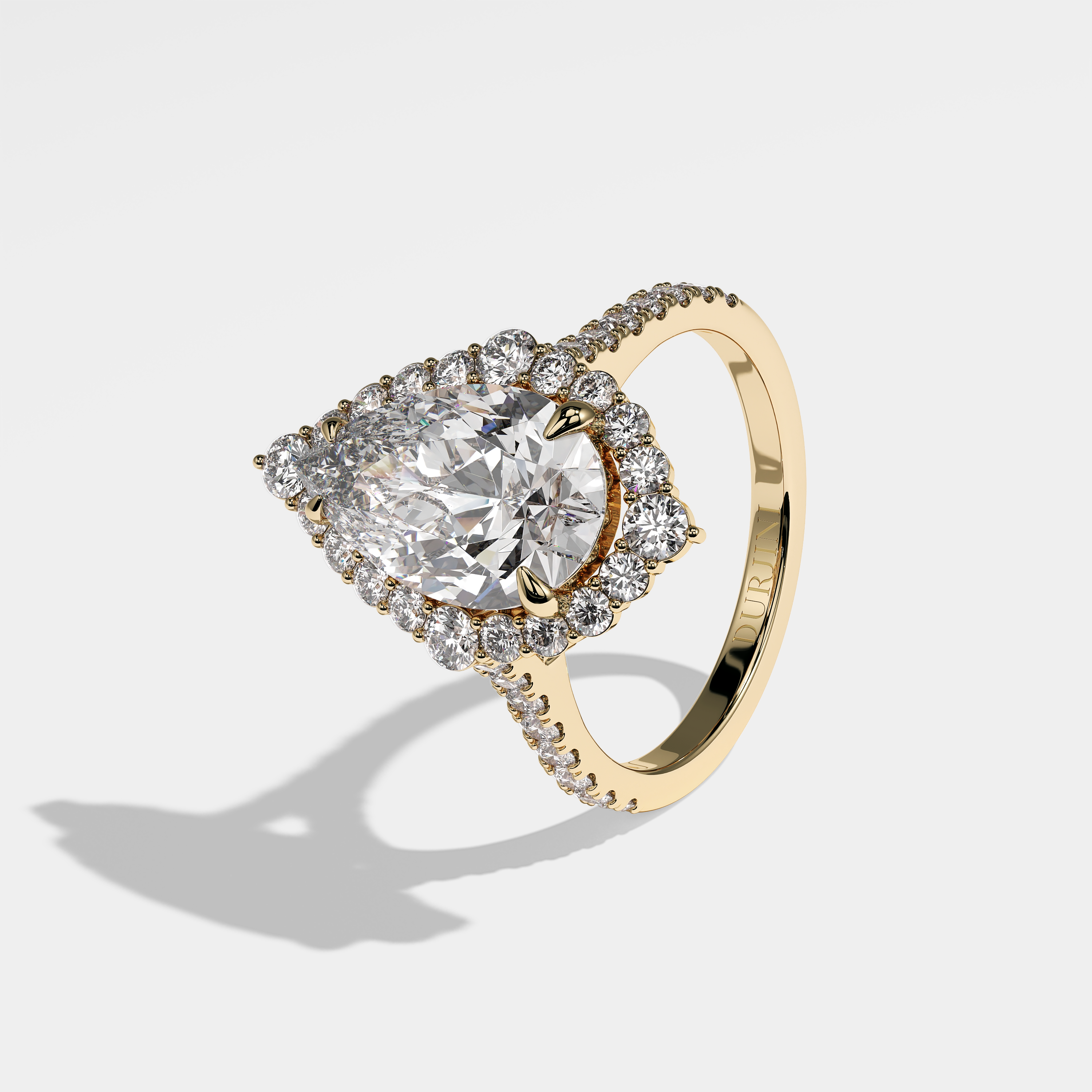 Milagros Diamond Pear Halo Engagement Ring 18K Yellow Gold 8.00ct