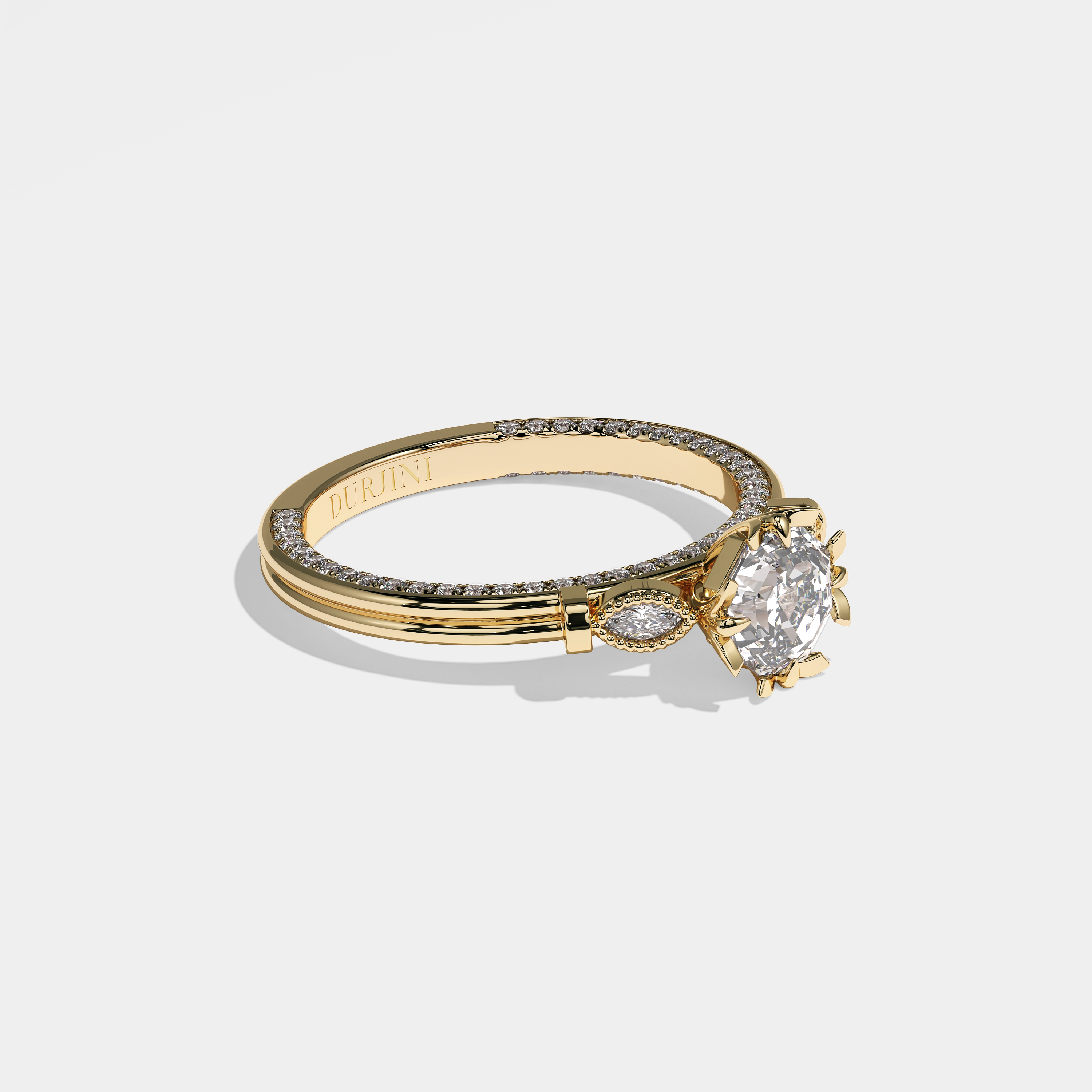 Right View – Kurbãni Durjini Madison Diamond Round Brilliant Engagement Ring Yellow Gold