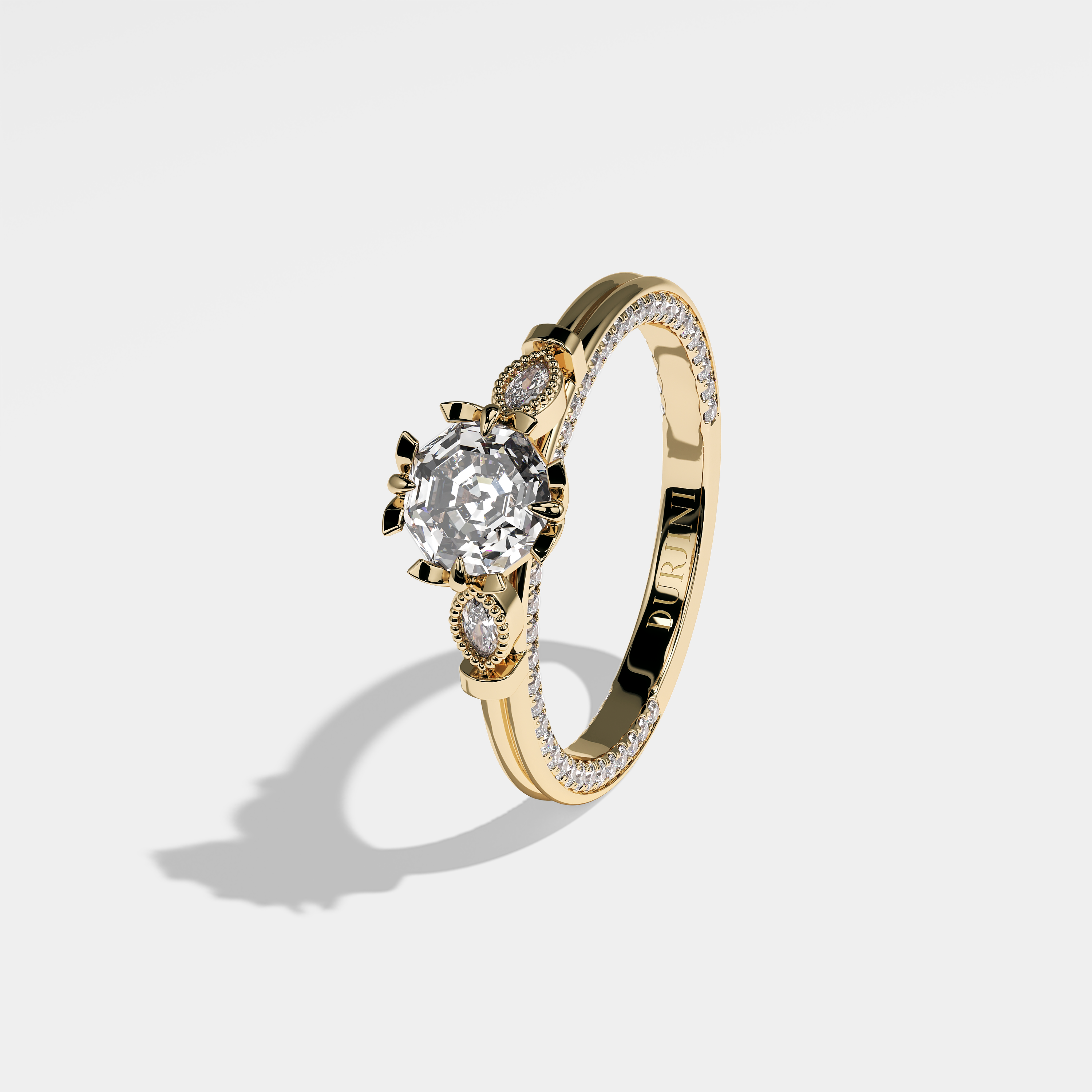 Left View – Kurbãni Durjini Madison Diamond Round Brilliant Engagement Ring Yellow Gold