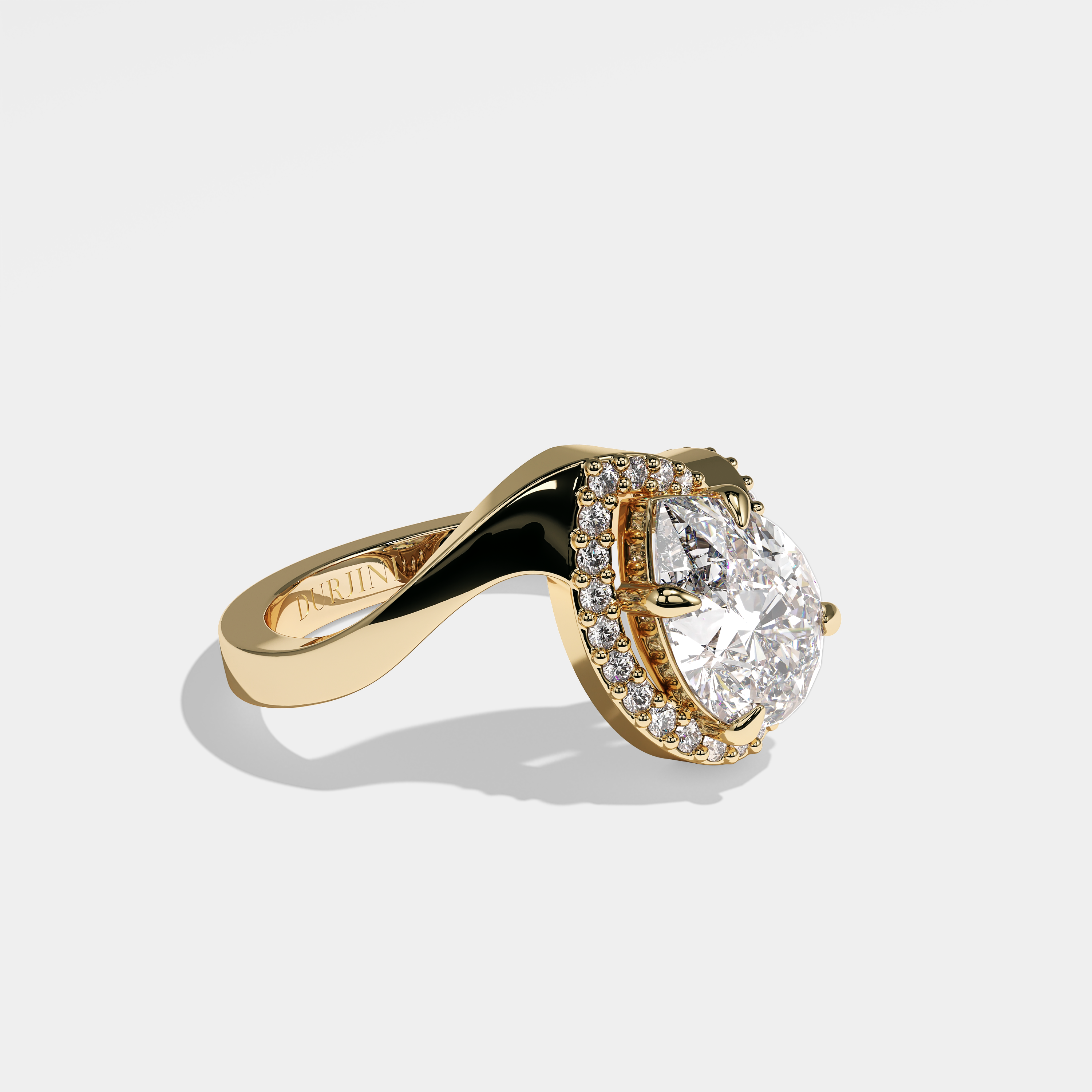 Right View – Kurbãni Durjini Mackenzie Diamond Pear Engagement Ring Yellow Gold