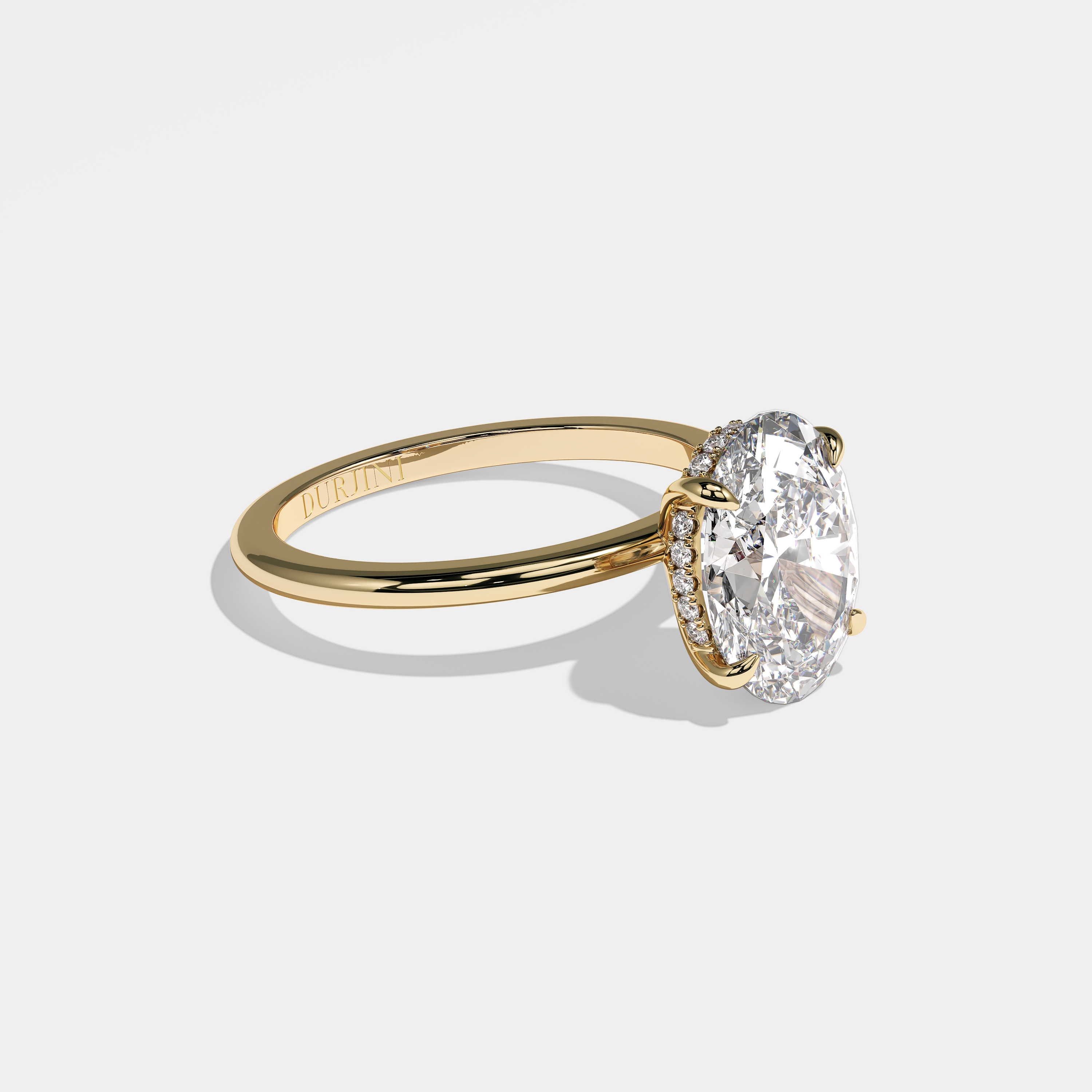 Right View – Kurbãni Durjini Diamond Oval Halo Engagement Ring Yellow Gold