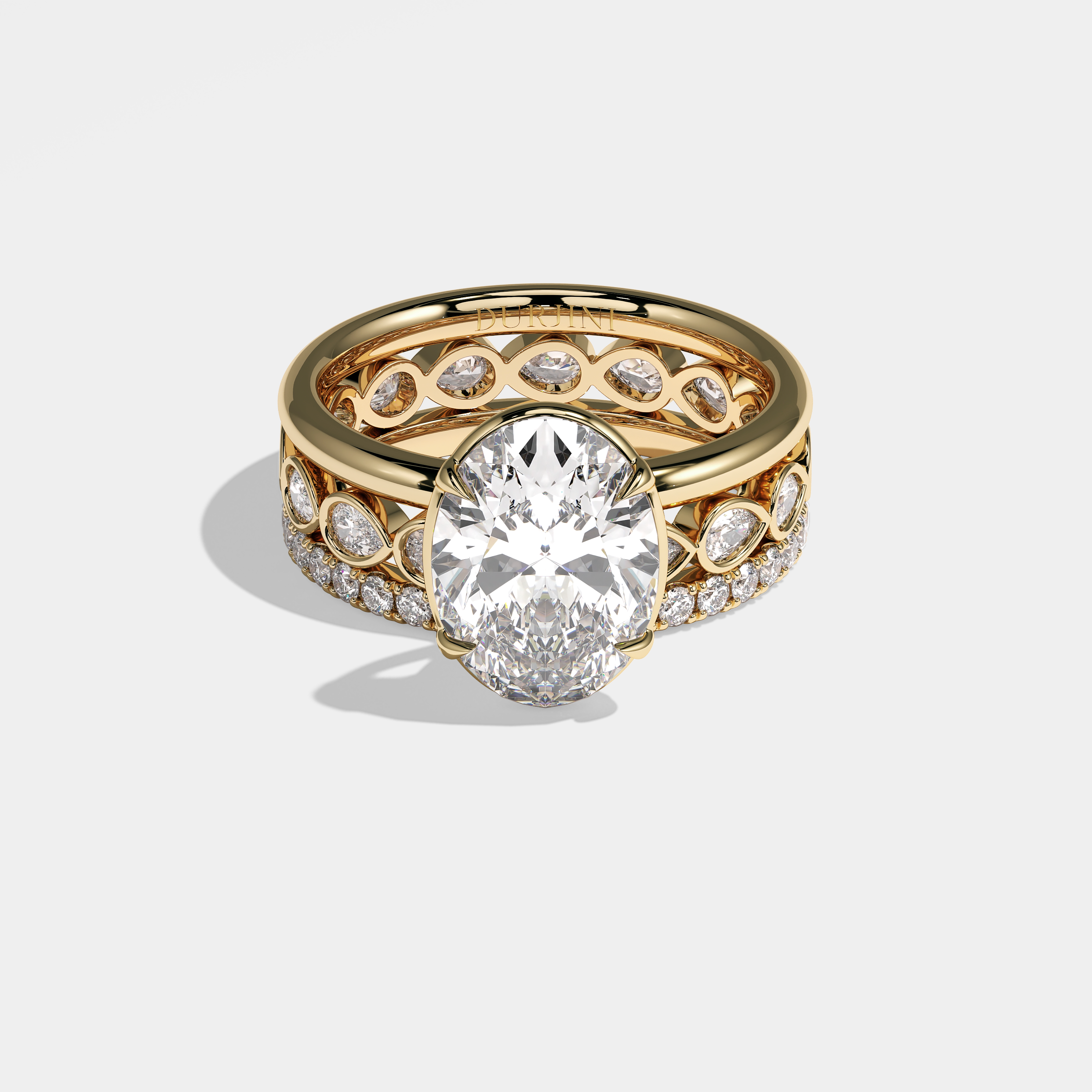 Morgan Diamond Oval Halo Engagement Ring 18K Yellow Gold 15.00ct (Set Of 3 Rings)