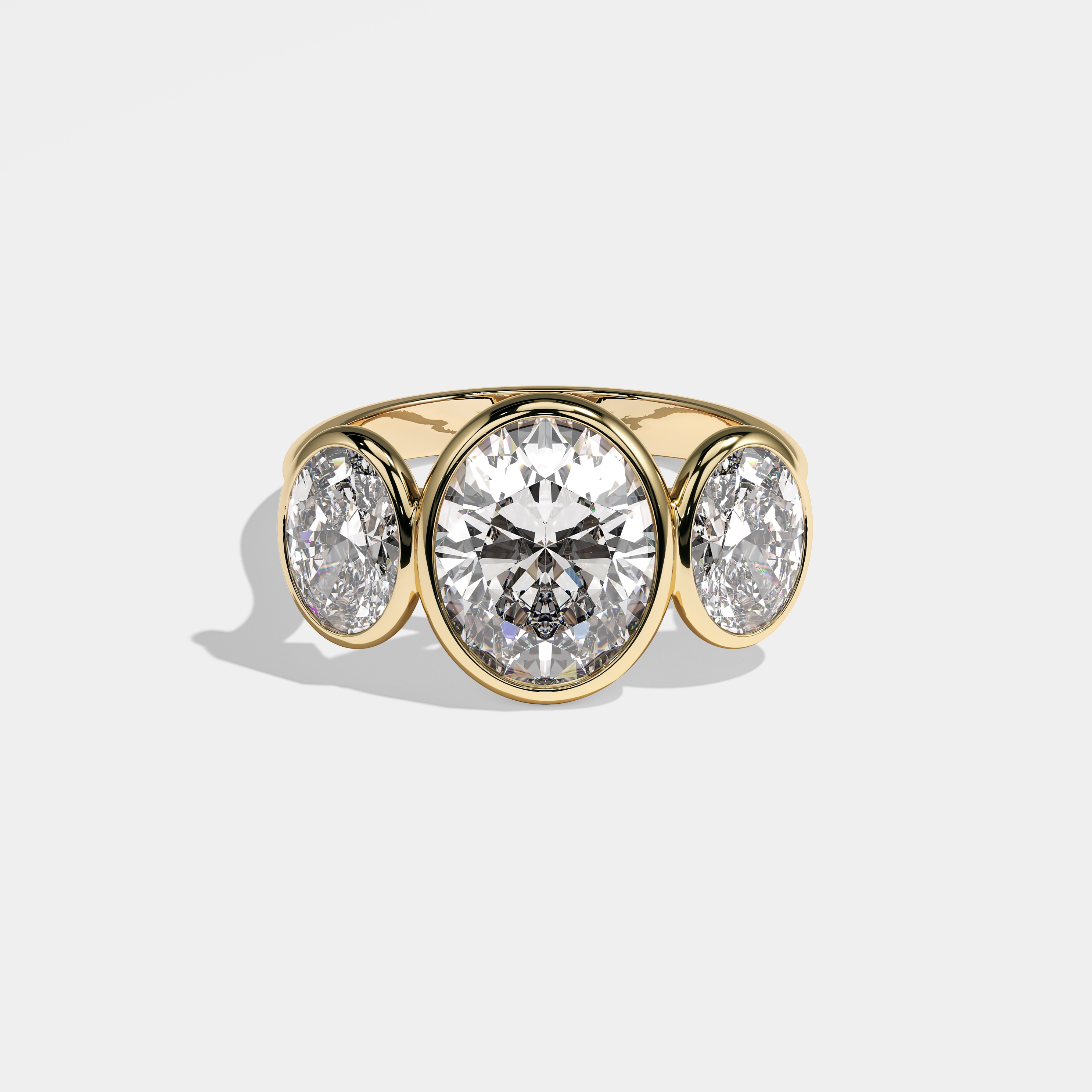 Maddox Diamond Oval Bezel Set Engagement Ring 18K Yellow Gold 8.00ct