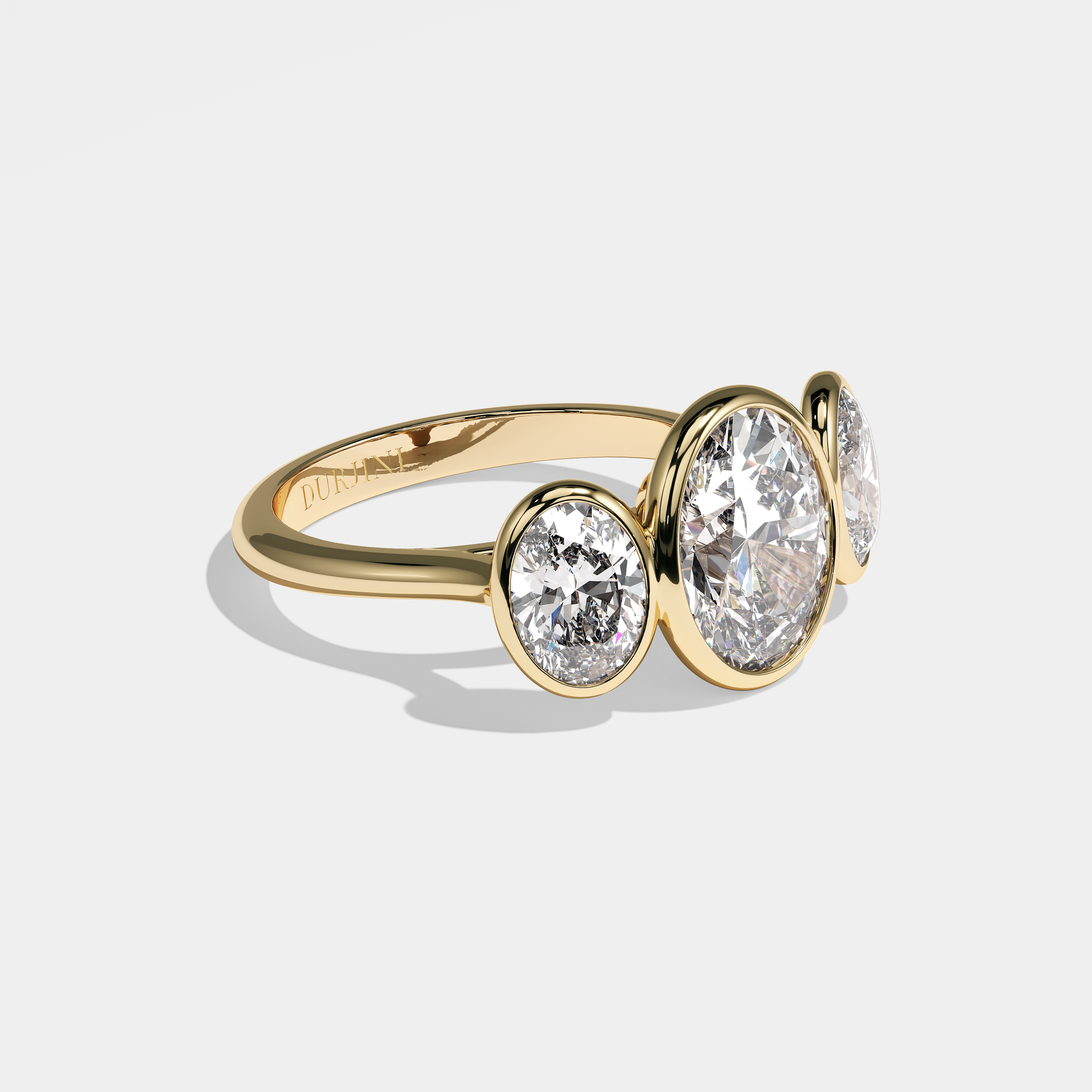 Right View – Kurbãni Durjini Maddox Diamond Oval Bezel Set Engagement Ring Yellow Gold