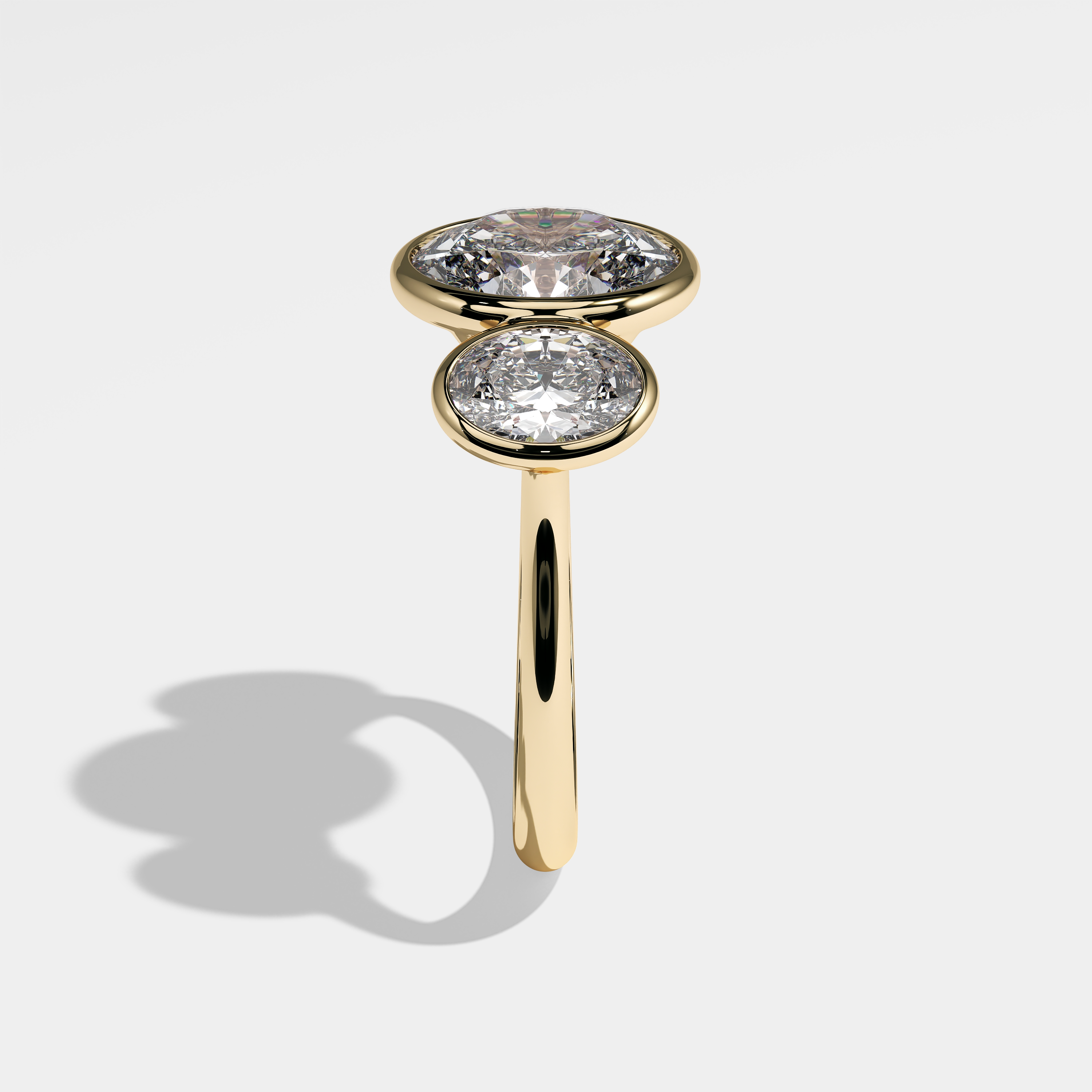 Side View – Kurbãni Durjini Maddox Diamond Oval Bezel Set Engagement Ring Yellow Gold