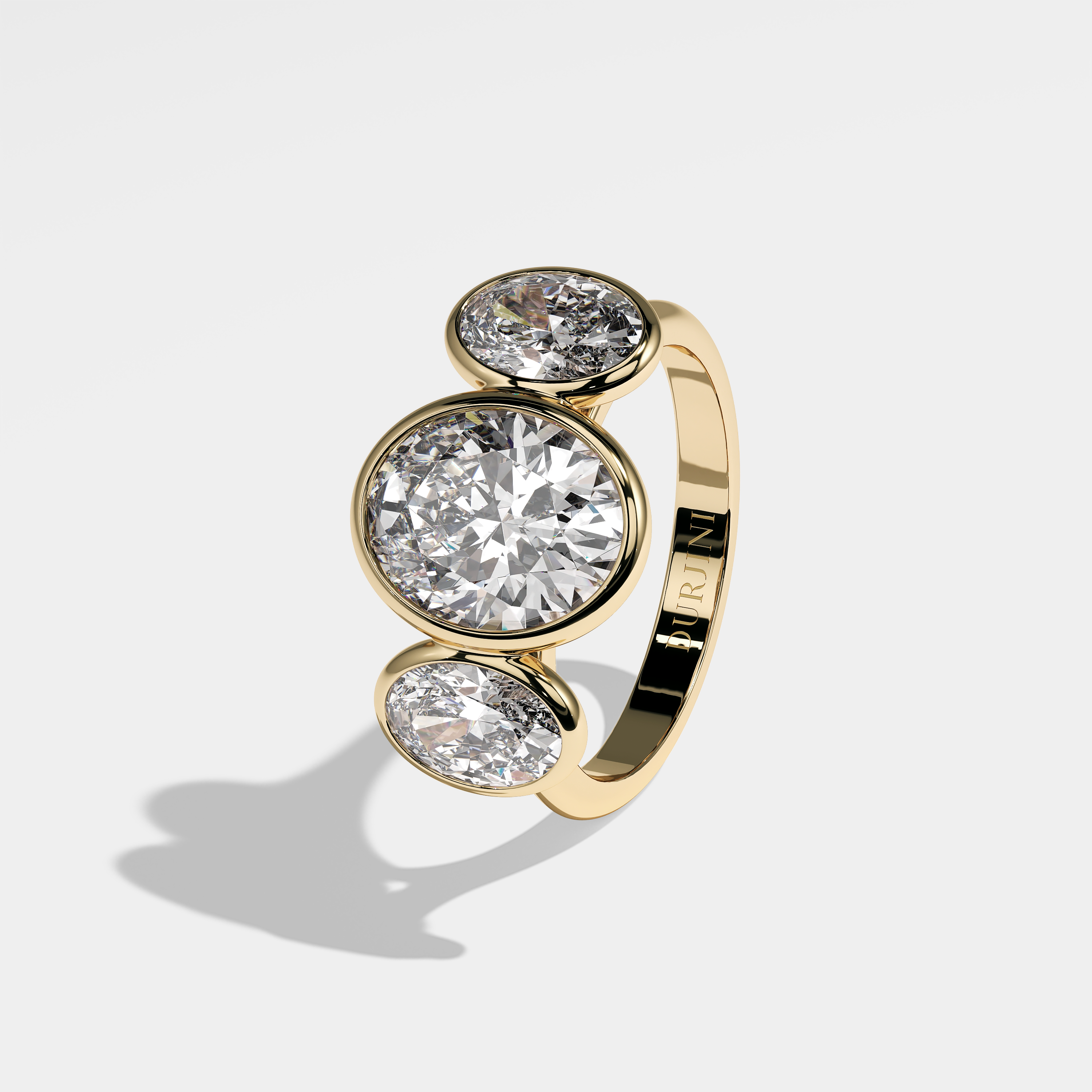 Maddox Diamond Oval Bezel Set Engagement Ring 18K Yellow Gold 8.00ct