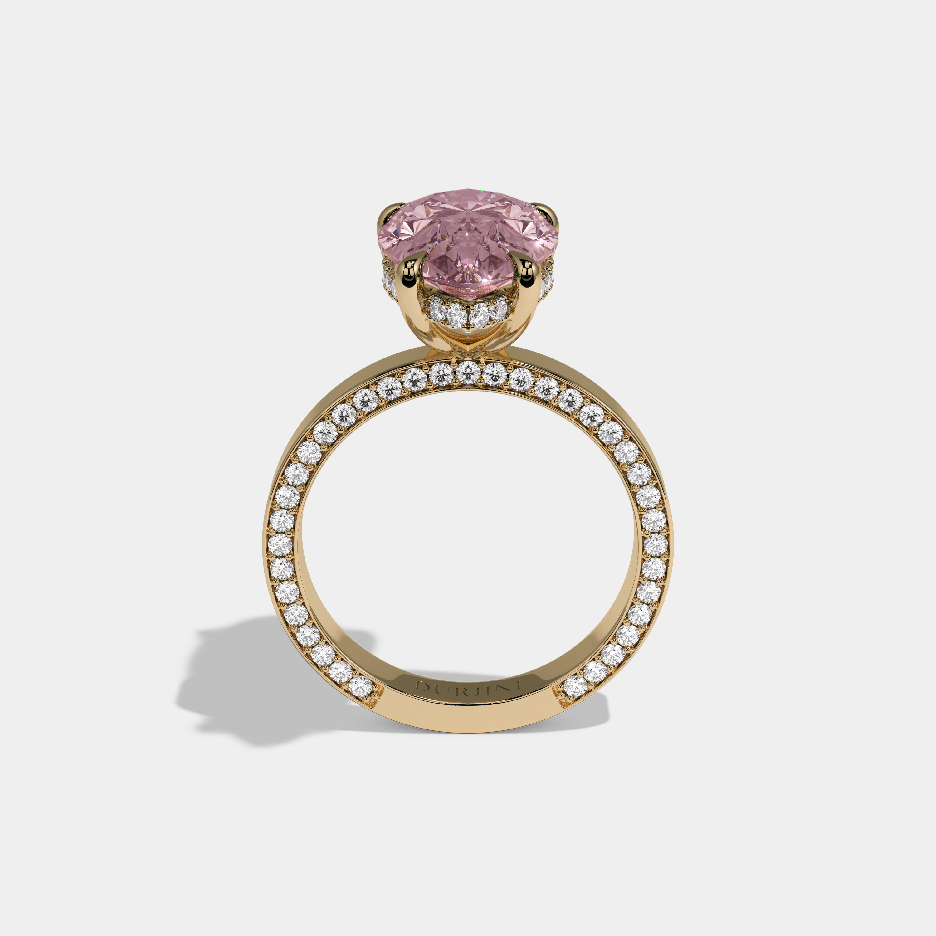 Charlotte Fancy Pink Pear Cut Diamond Hidden Band Engagement Ring 6ct 18K Yellow Gold