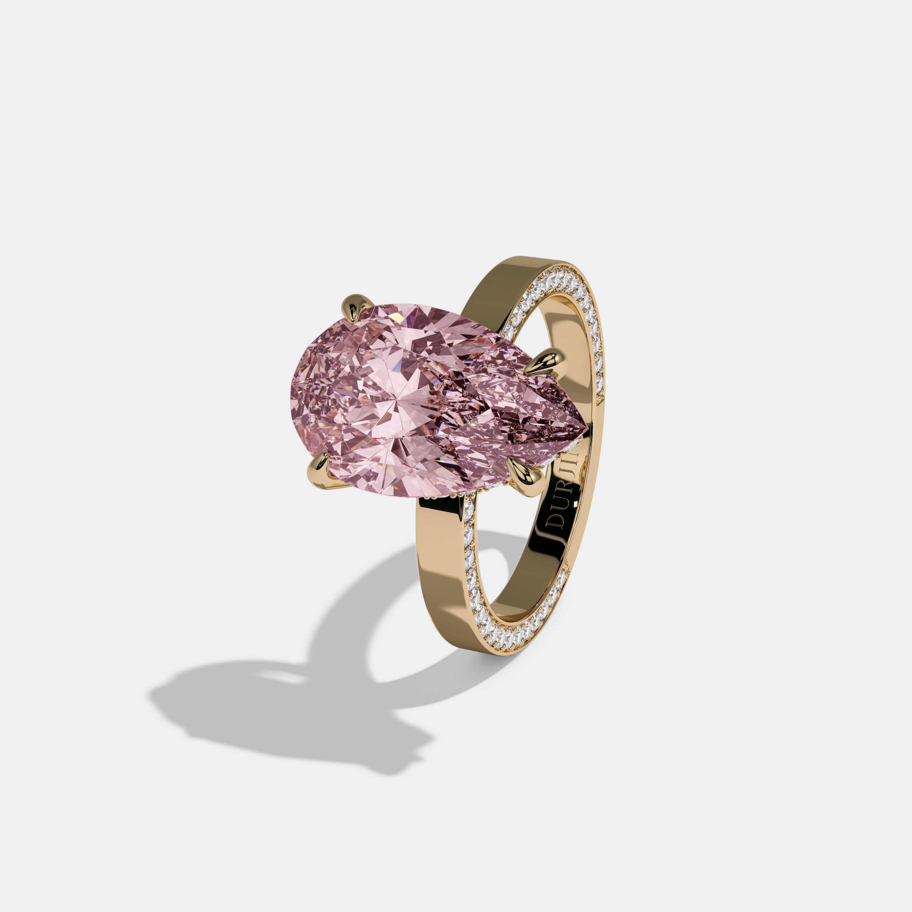 Charlotte Fancy Pink Pear Cut Diamond Hidden Band Engagement Ring 6ct 18K Yellow Gold