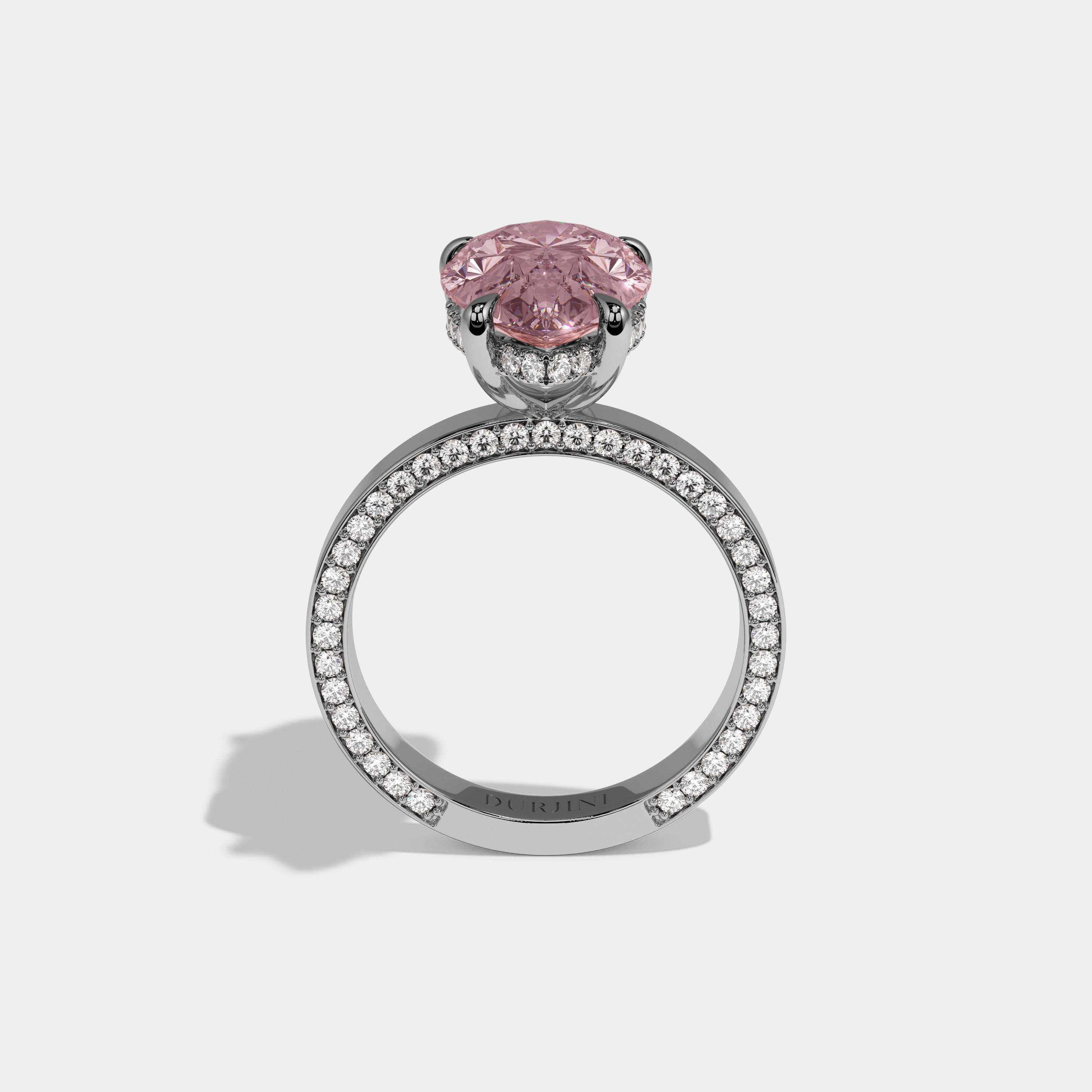 Victoria Fancy Pink Pear Cut Diamond Hidden Band Engagement Ring 6ct 18K White Gold
