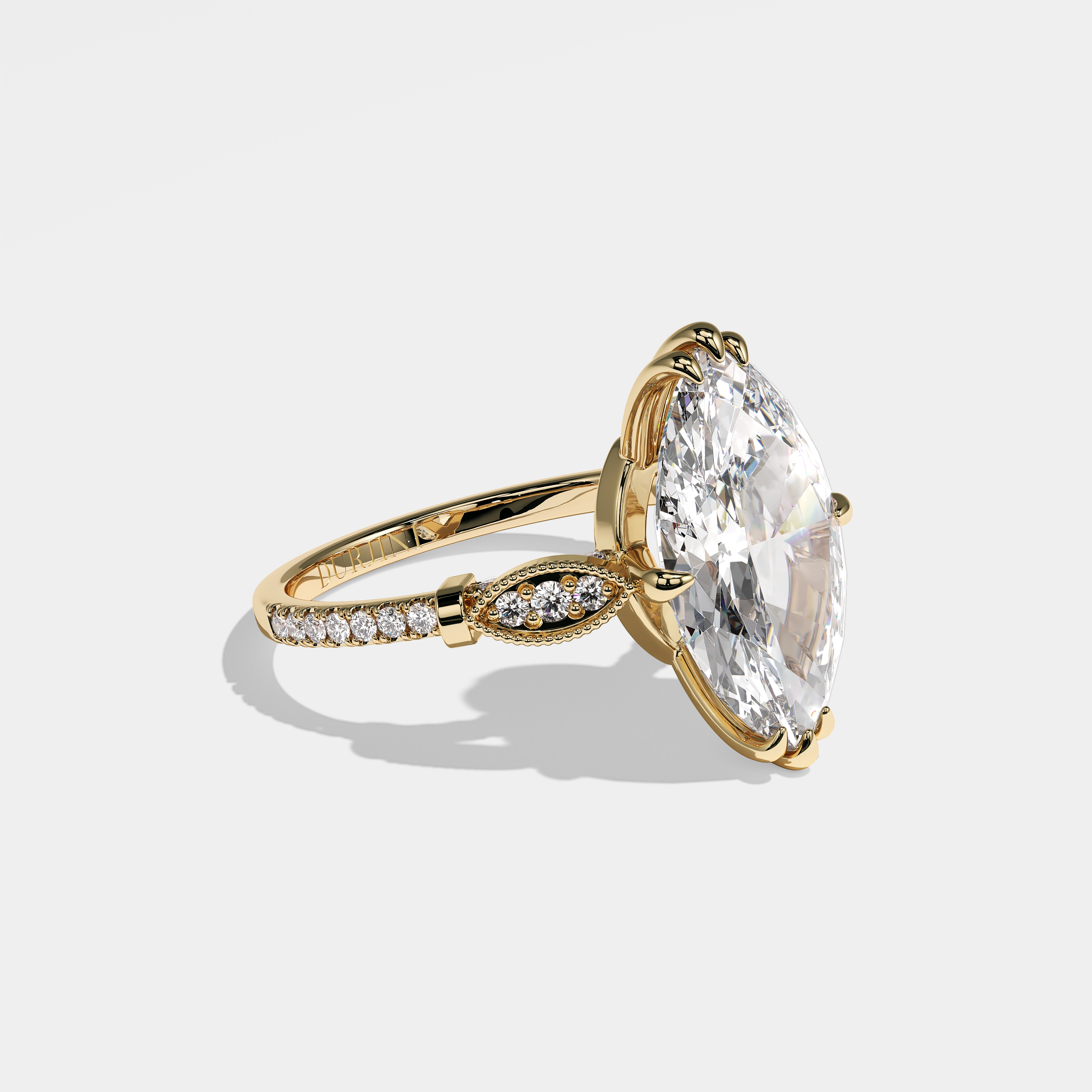 Right View – Kurbãni Durjini Maliyah Diamond Marquise Engagement Ring Yellow Gold