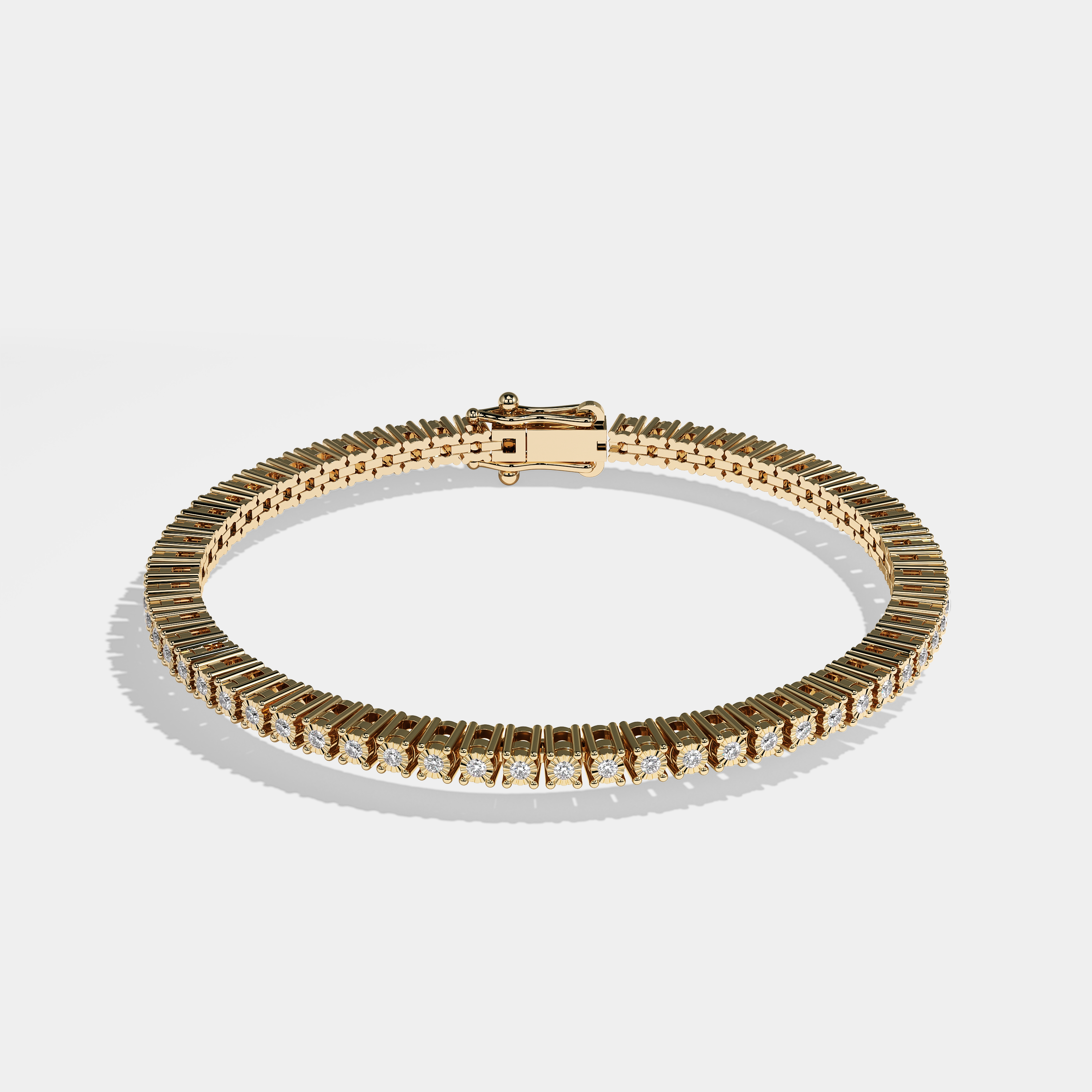 Durjini Diamond Round Brilliant Tennis Bracelet 3MM 18K Yellow Gold 4.00ct
