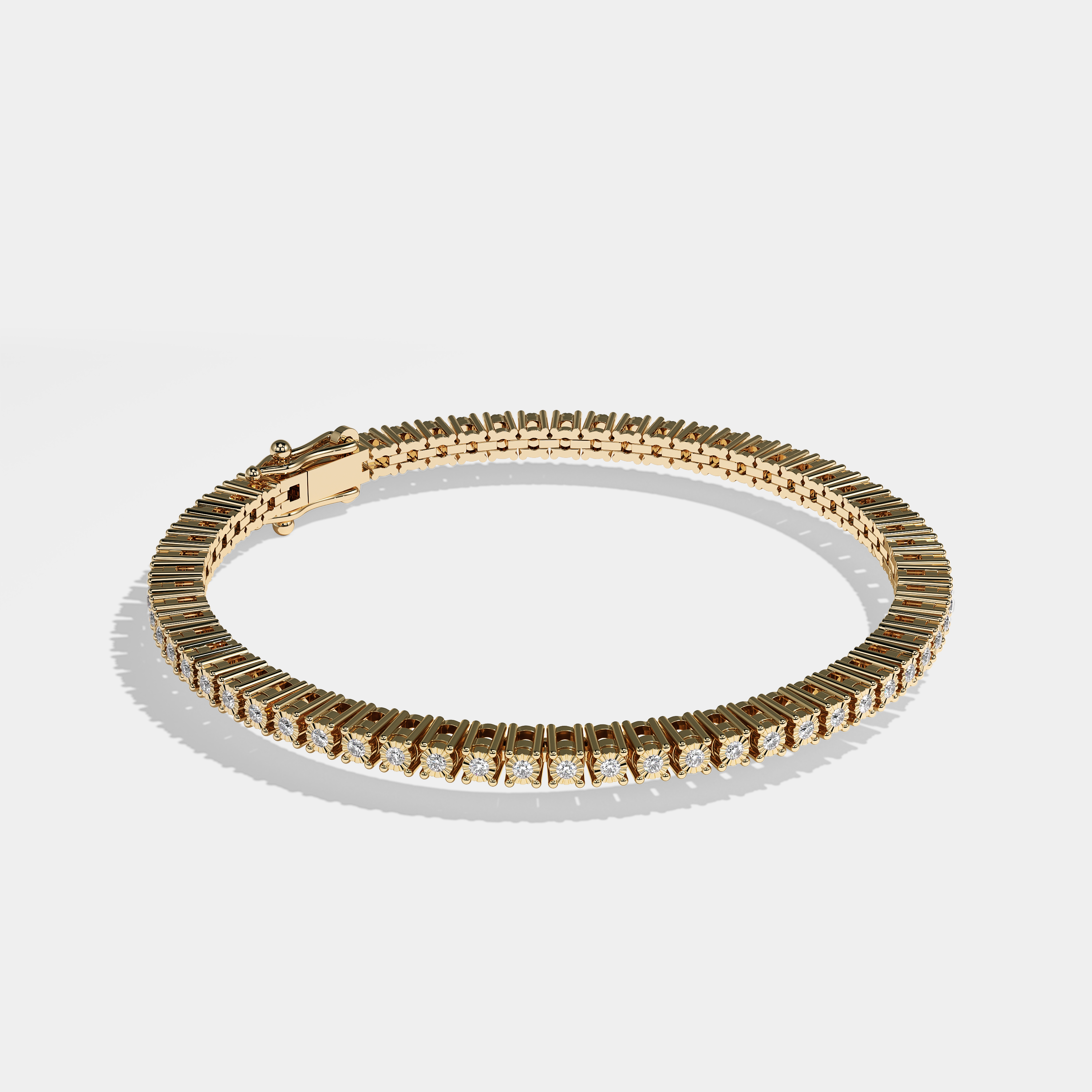 Durjini Diamond Round Brilliant Tennis Bracelet 3MM 18K Yellow Gold 4.00ct
