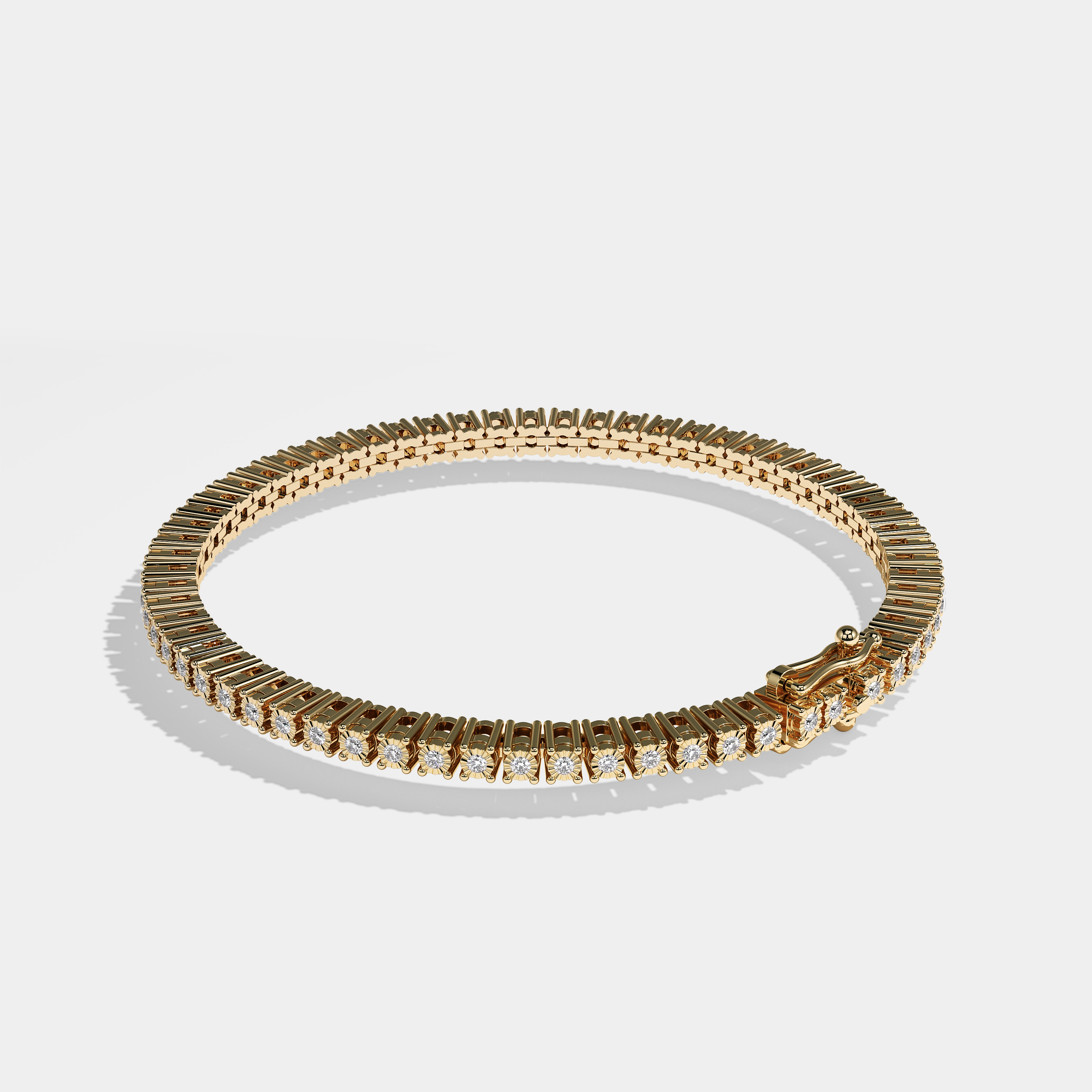 Durjini Diamond Round Brilliant Tennis Bracelet 3MM 18K Yellow Gold 4.00ct