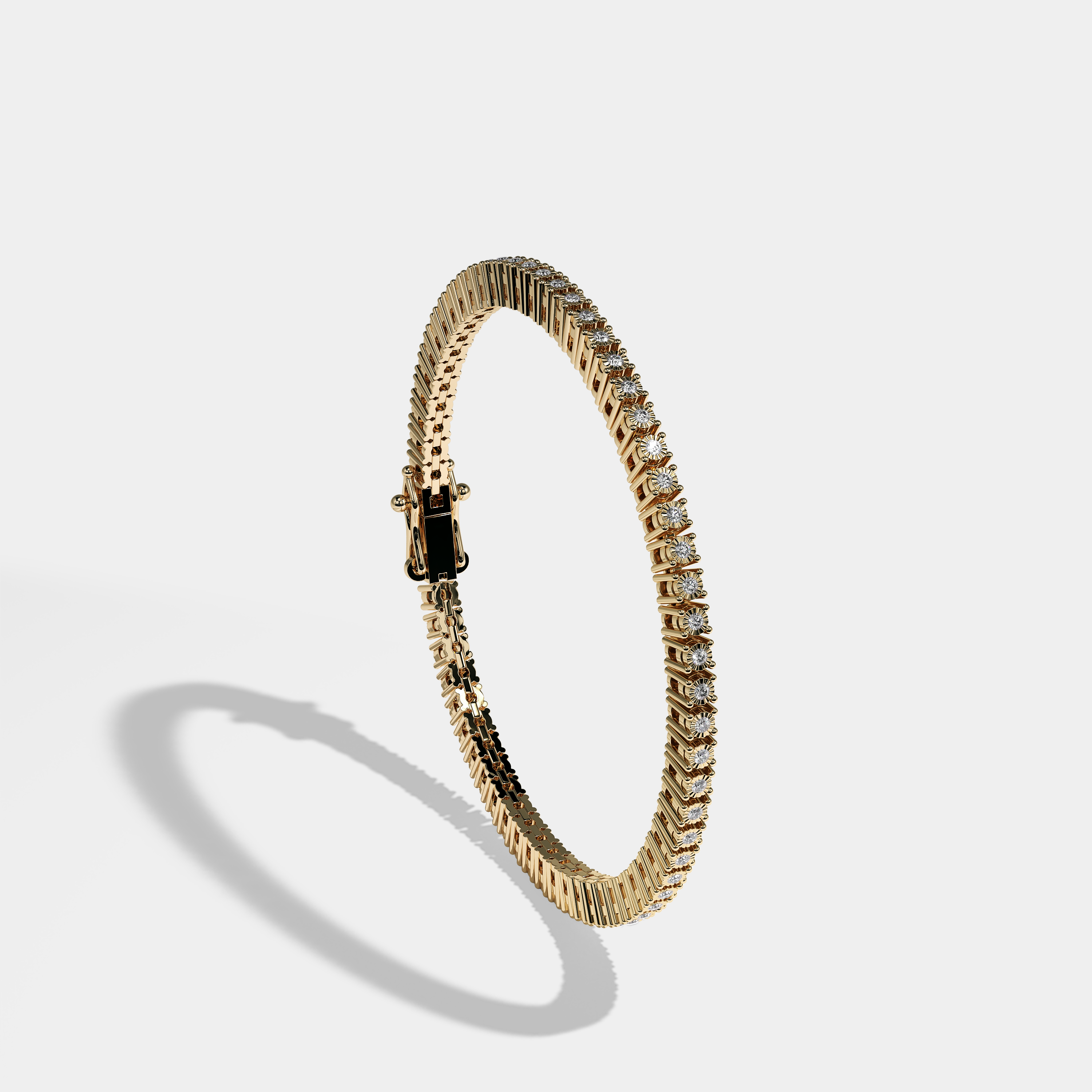 Durjini Diamond Round Brilliant Tennis Bracelet 3MM 18K Yellow Gold 4.00ct