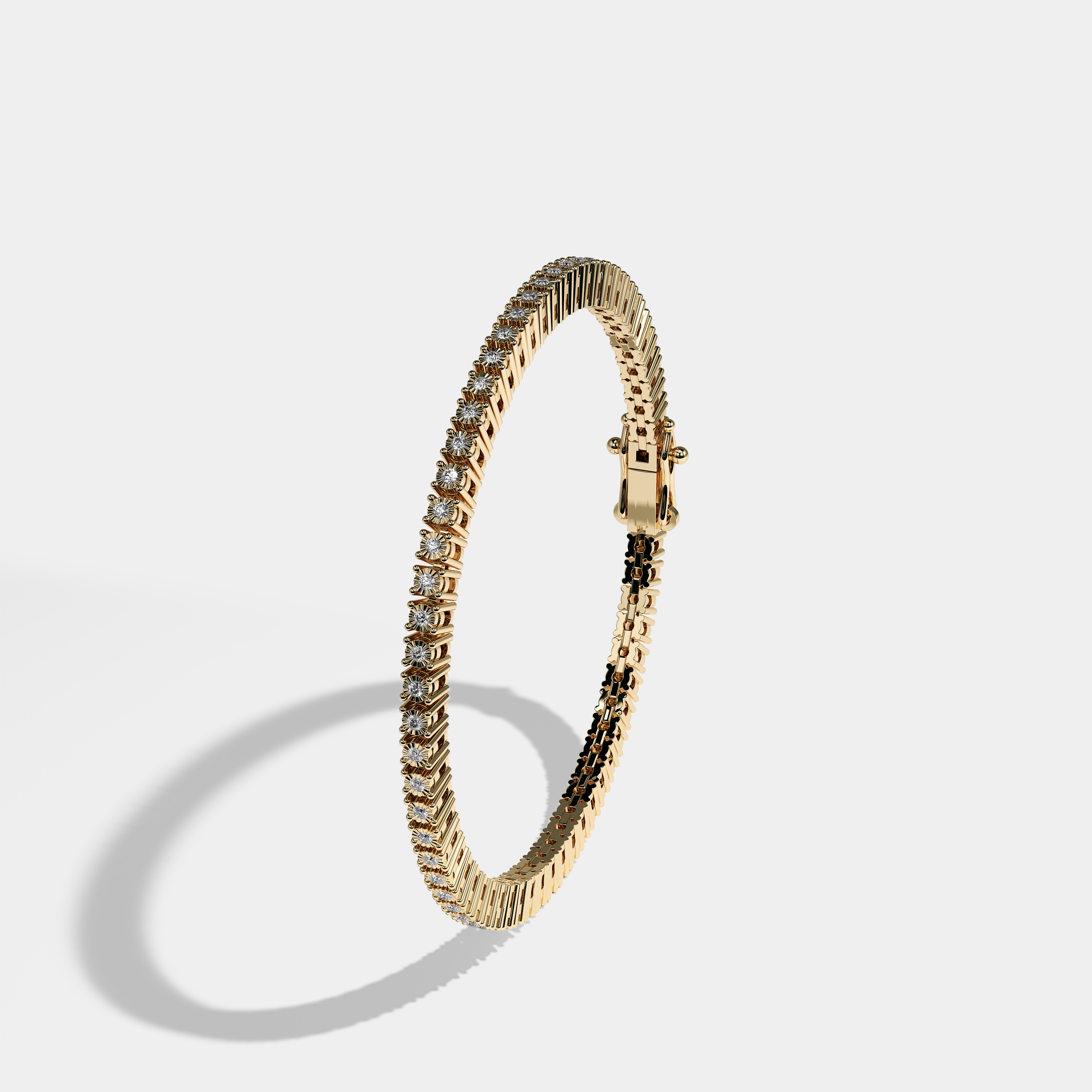 Durjini Diamond Round Brilliant Tennis Bracelet 3MM 18K Yellow Gold 4.00ct