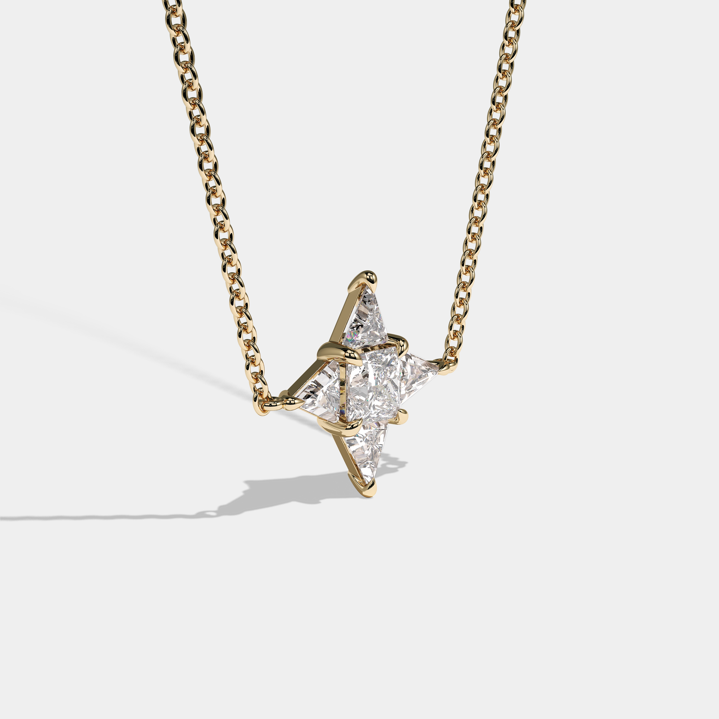 Side View – Kurbãni Durjini Mabel Diamond Princess Cut Yellow Gold Necklace