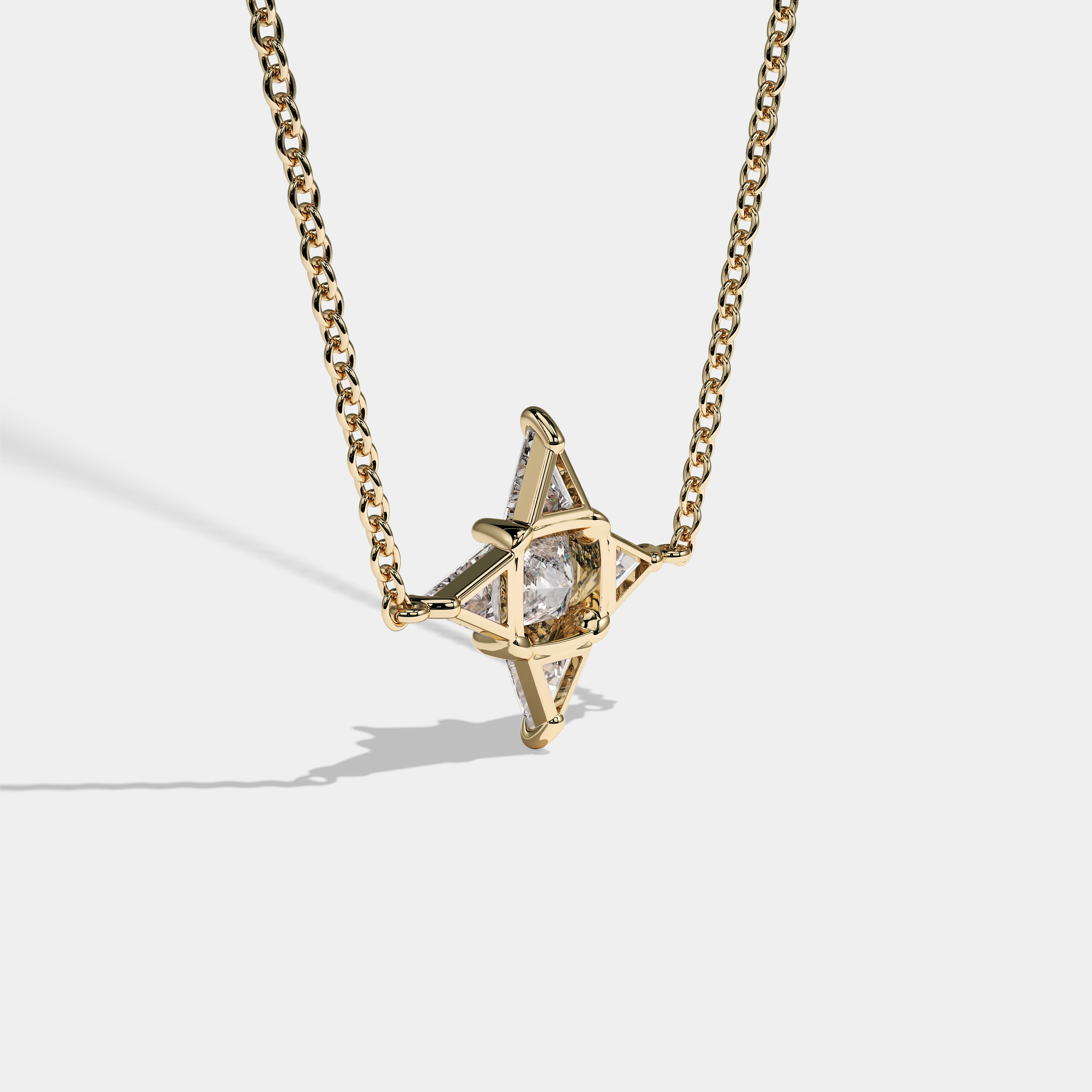 Back View – Kurbãni Durjini Mabel Diamond Princess Cut Yellow Gold Necklace