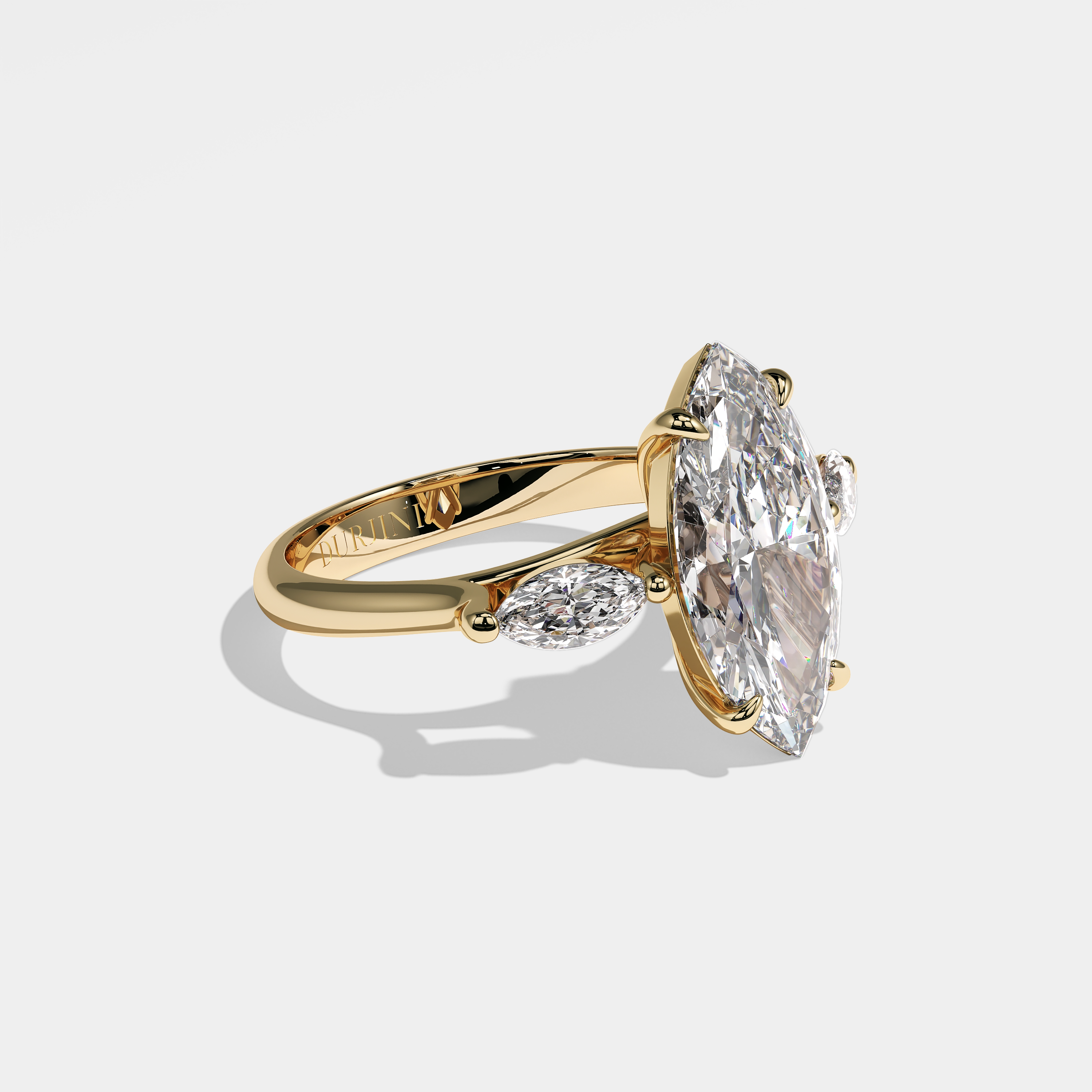 Right View – Kurbãni Durjini Marina Diamond Marquise Engagement Ring Yellow Gold