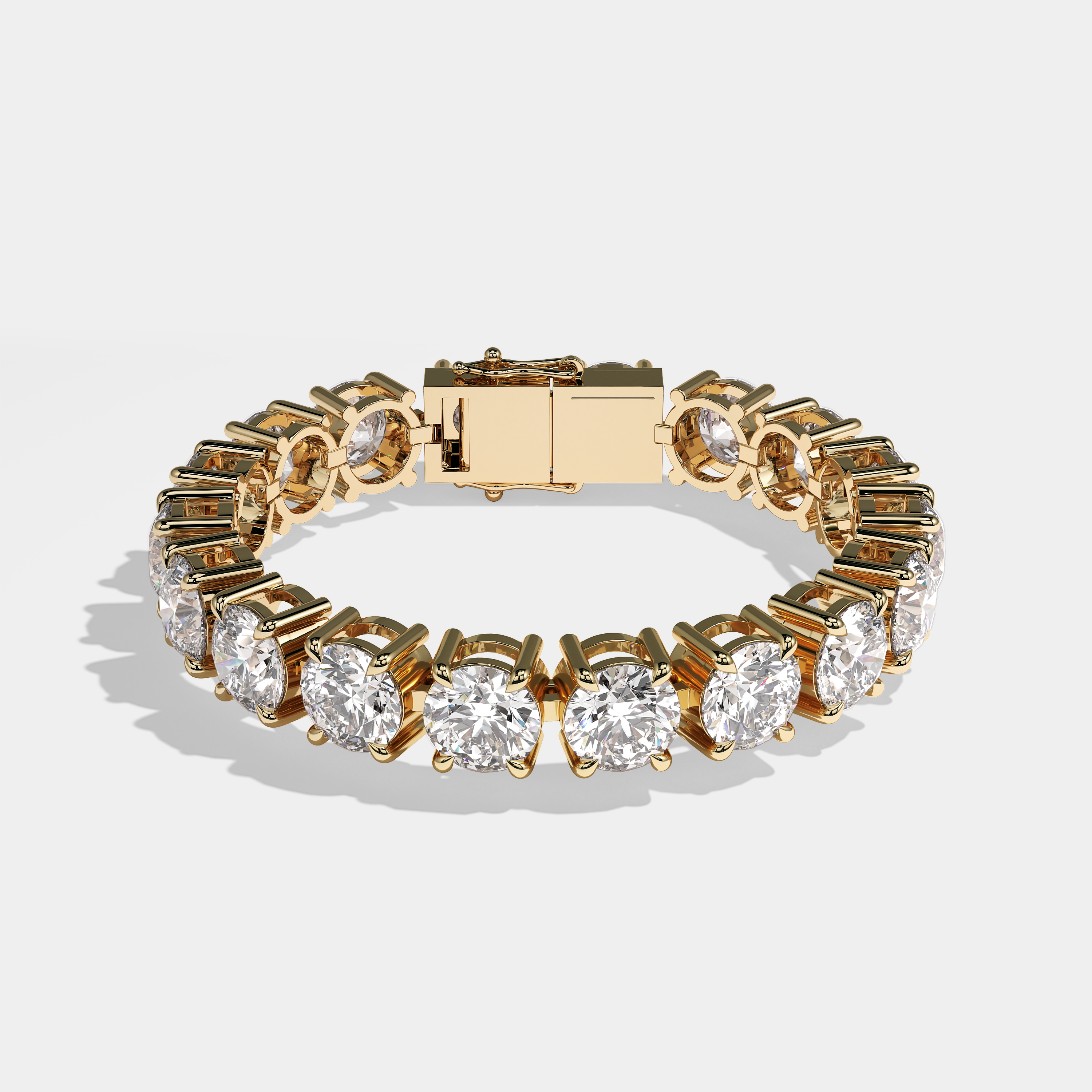 Durjini Diamond Round Brilliant Tennis Bracelet 10MM 18K Yellow Gold 15.00ct