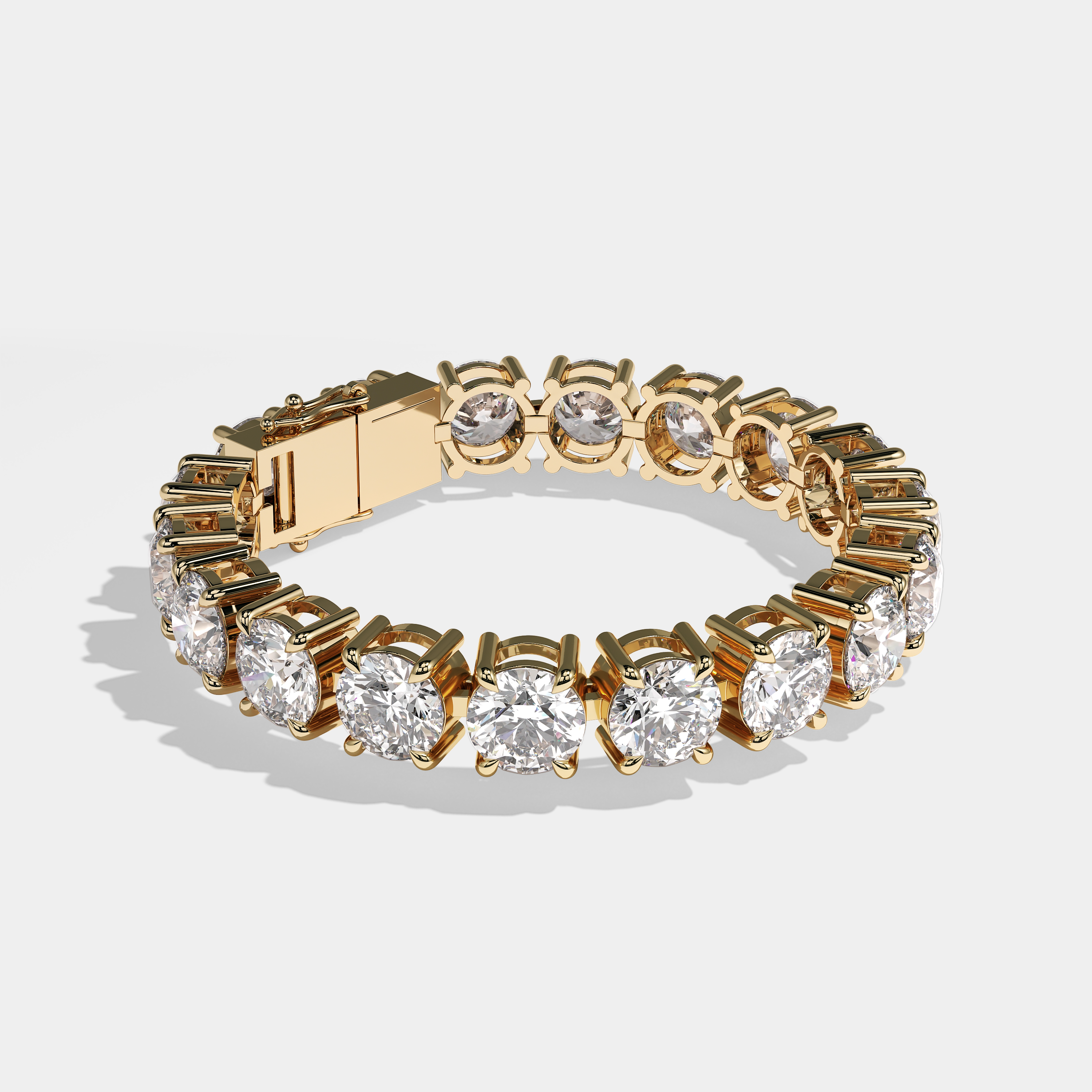 Durjini Diamond Round Brilliant Tennis Bracelet 10MM 18K Yellow Gold 15.00ct