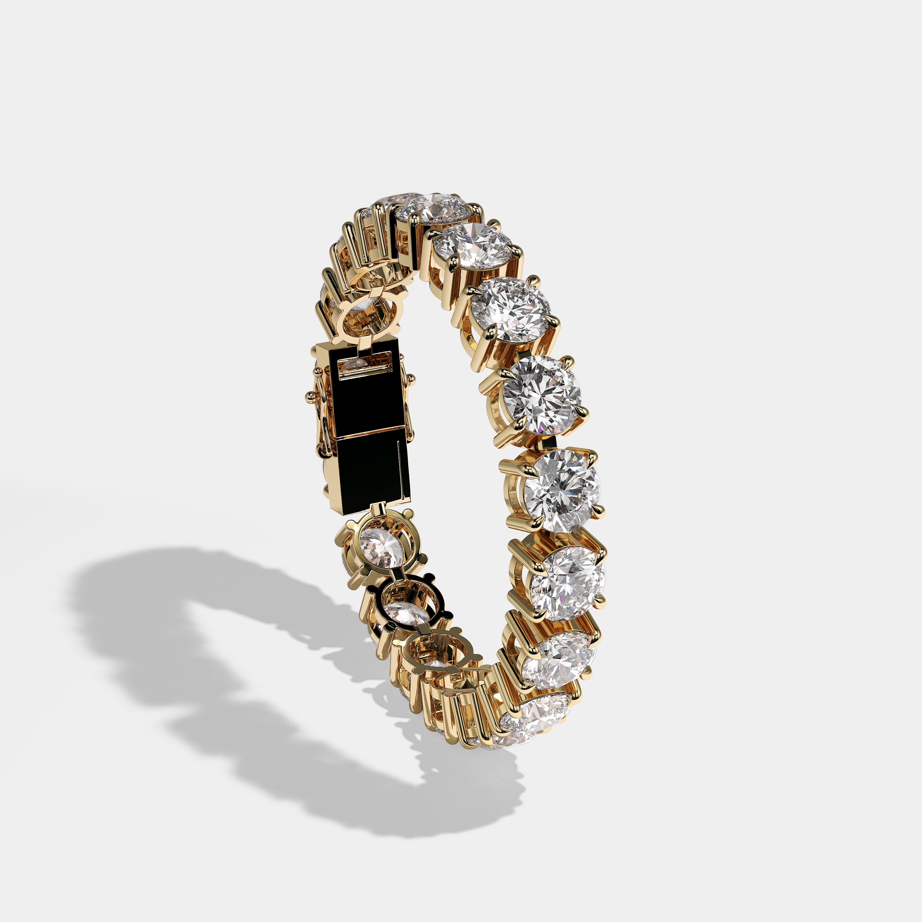 Durjini Diamond Round Brilliant Tennis Bracelet 10MM 18K Yellow Gold 15.00ct