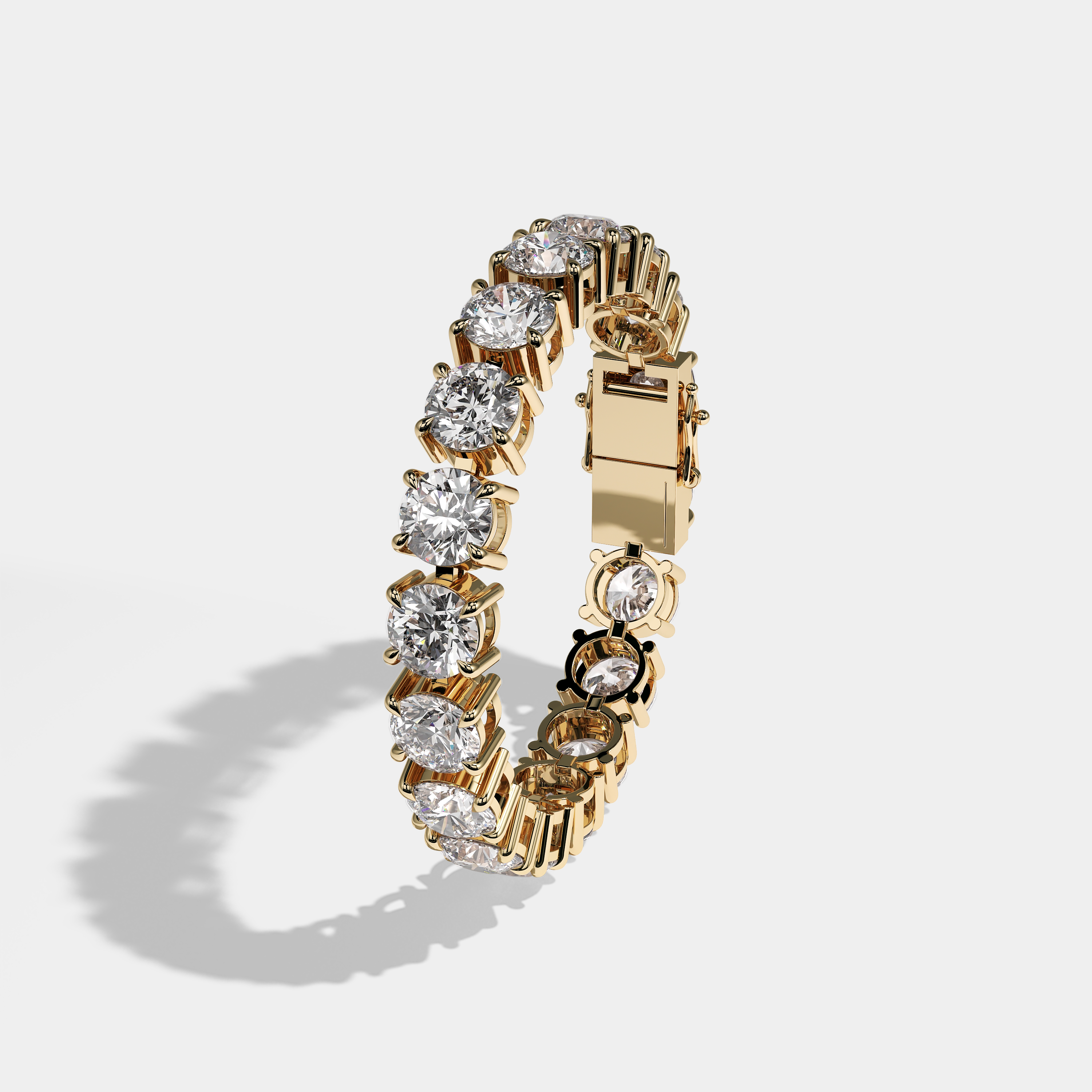 Durjini Diamond Round Brilliant Tennis Bracelet 10MM 18K Yellow Gold 15.00ct