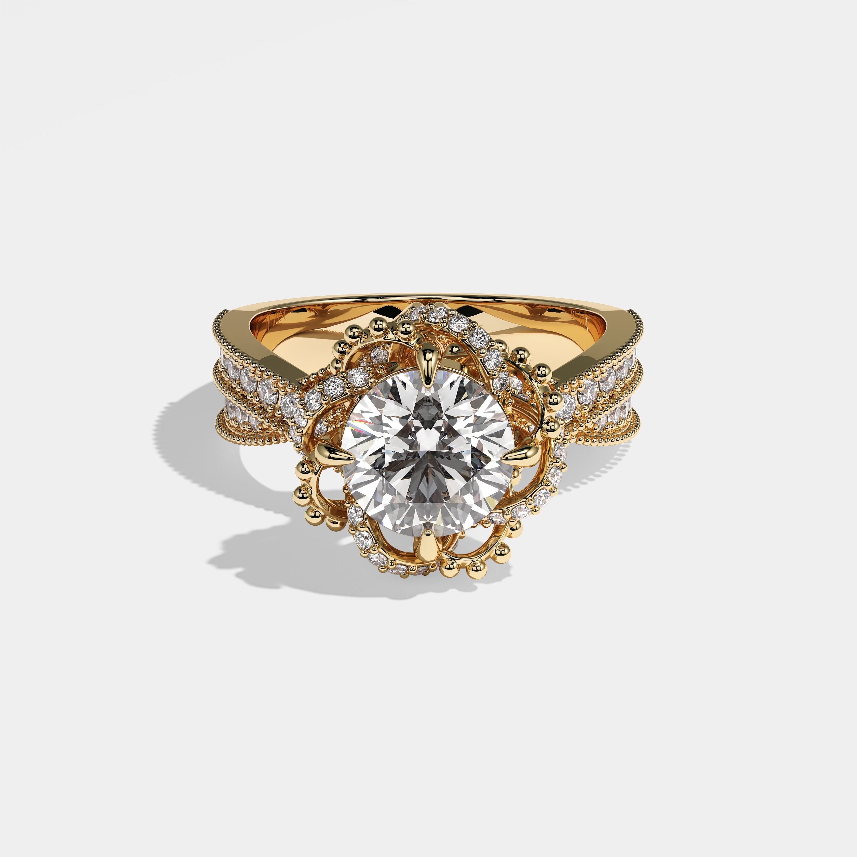 Marigold Diamond Round Brilliant Engagement Ring 18K Yellow Gold 8.00ct