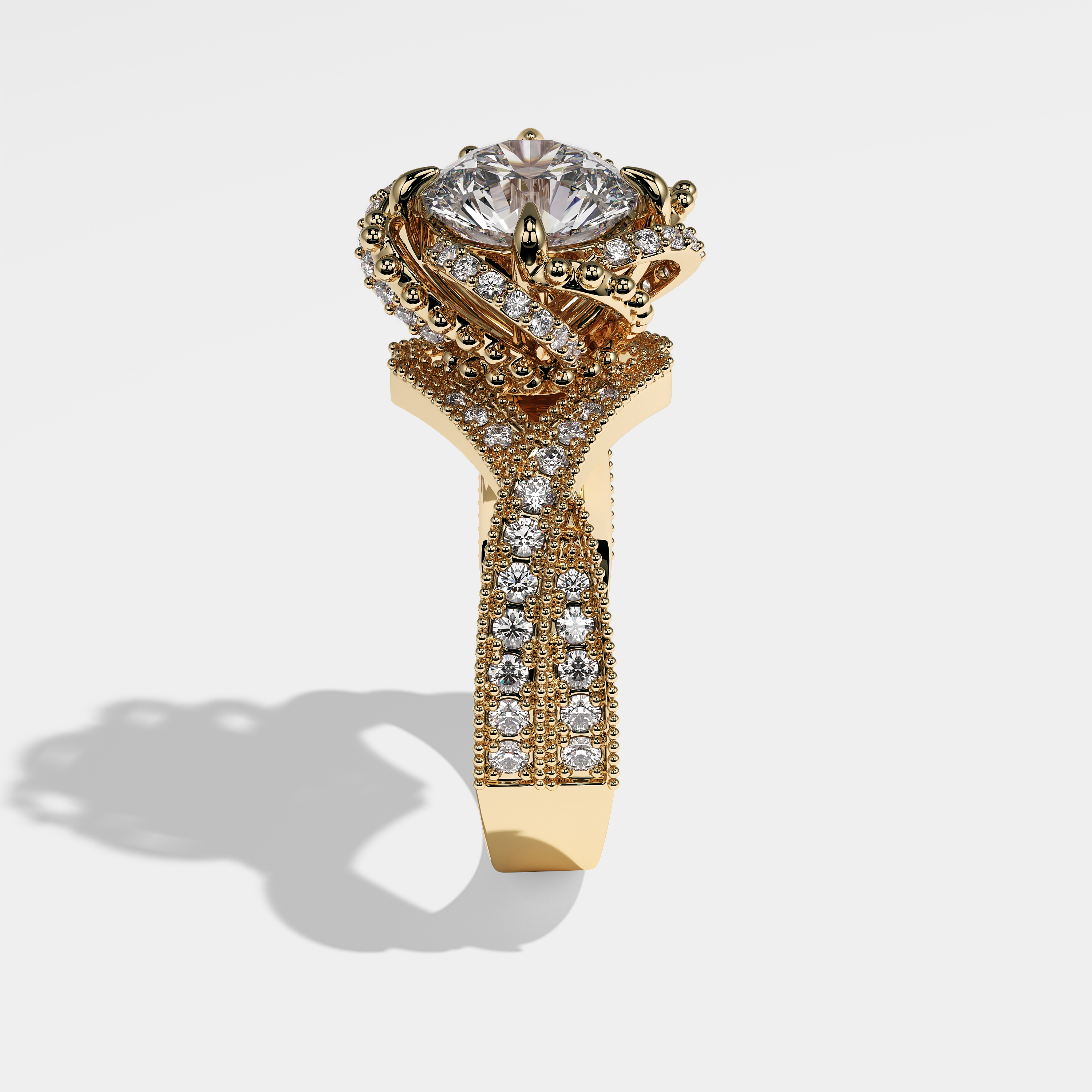 Marigold Diamond Round Brilliant Engagement Ring 18K Yellow Gold 8.00ct