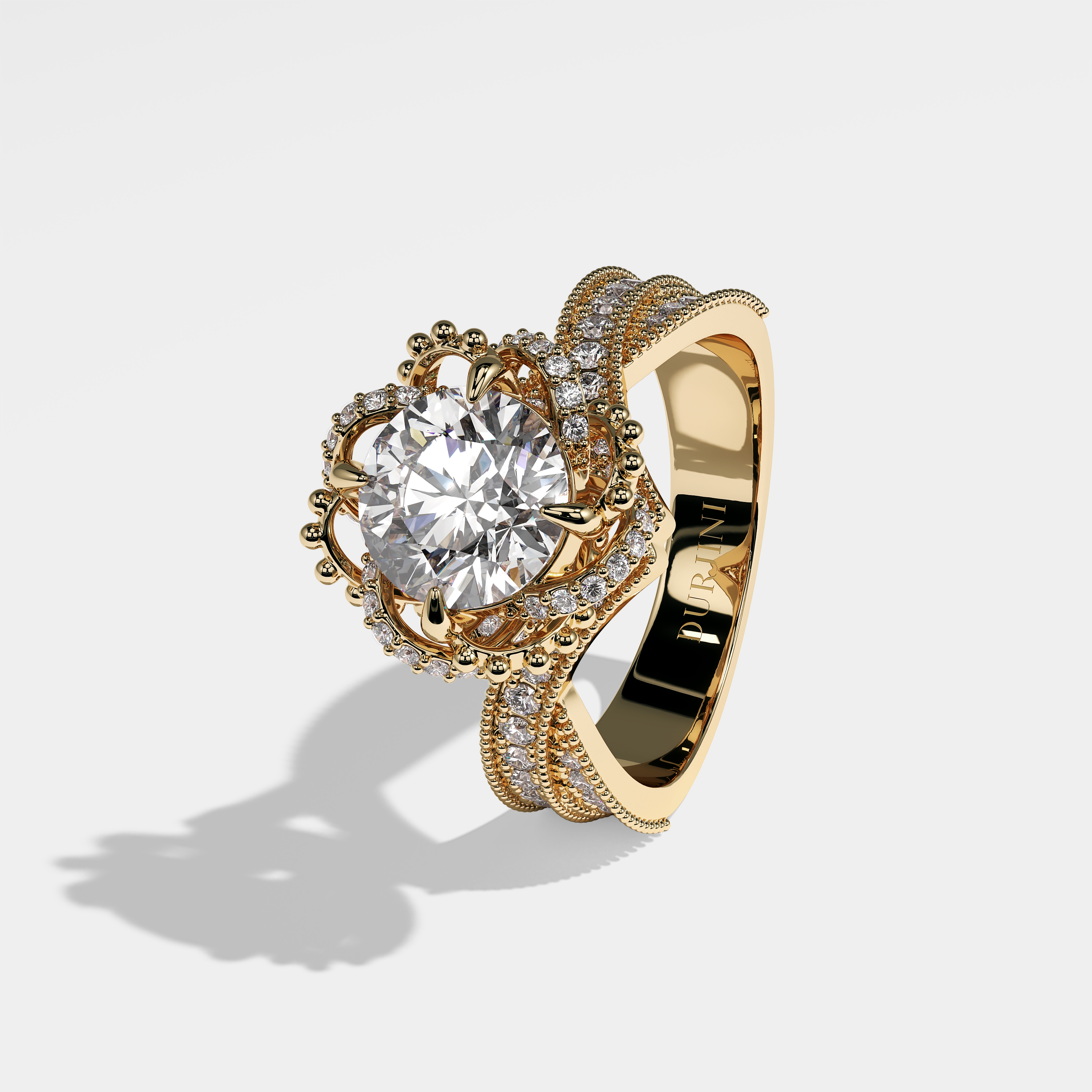 Marigold Diamond Round Brilliant Engagement Ring 18K Yellow Gold 8.00ct