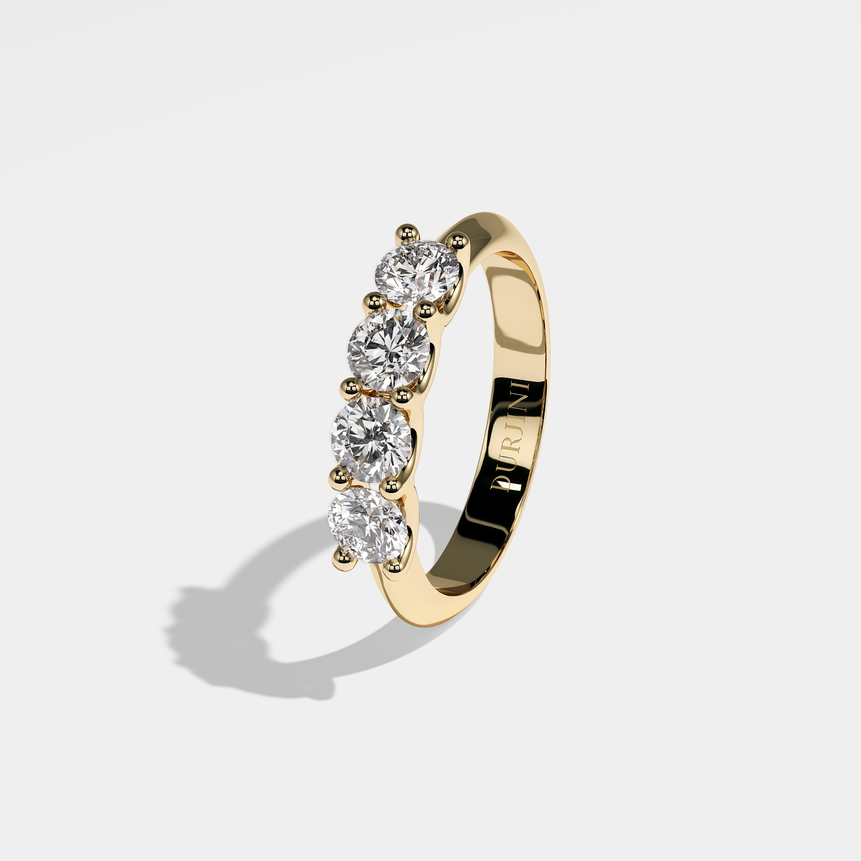 Left View – Kurbãni Durjini Mireille Diamond Round Brilliant Engagement Ring Yellow Gold