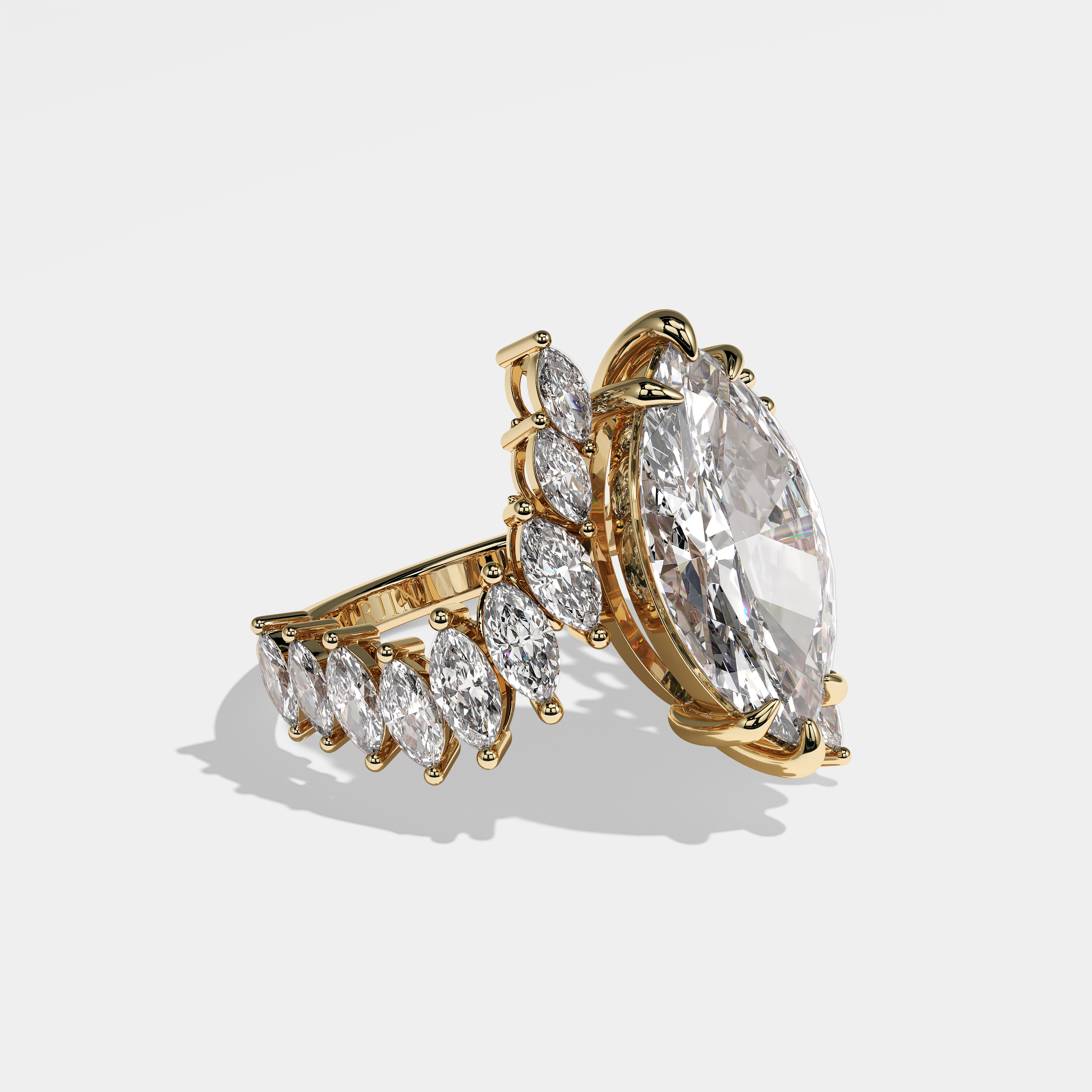Right View – Kurbãni Durjini Melody Diamond Marquise Engagement Ring Yellow Gold