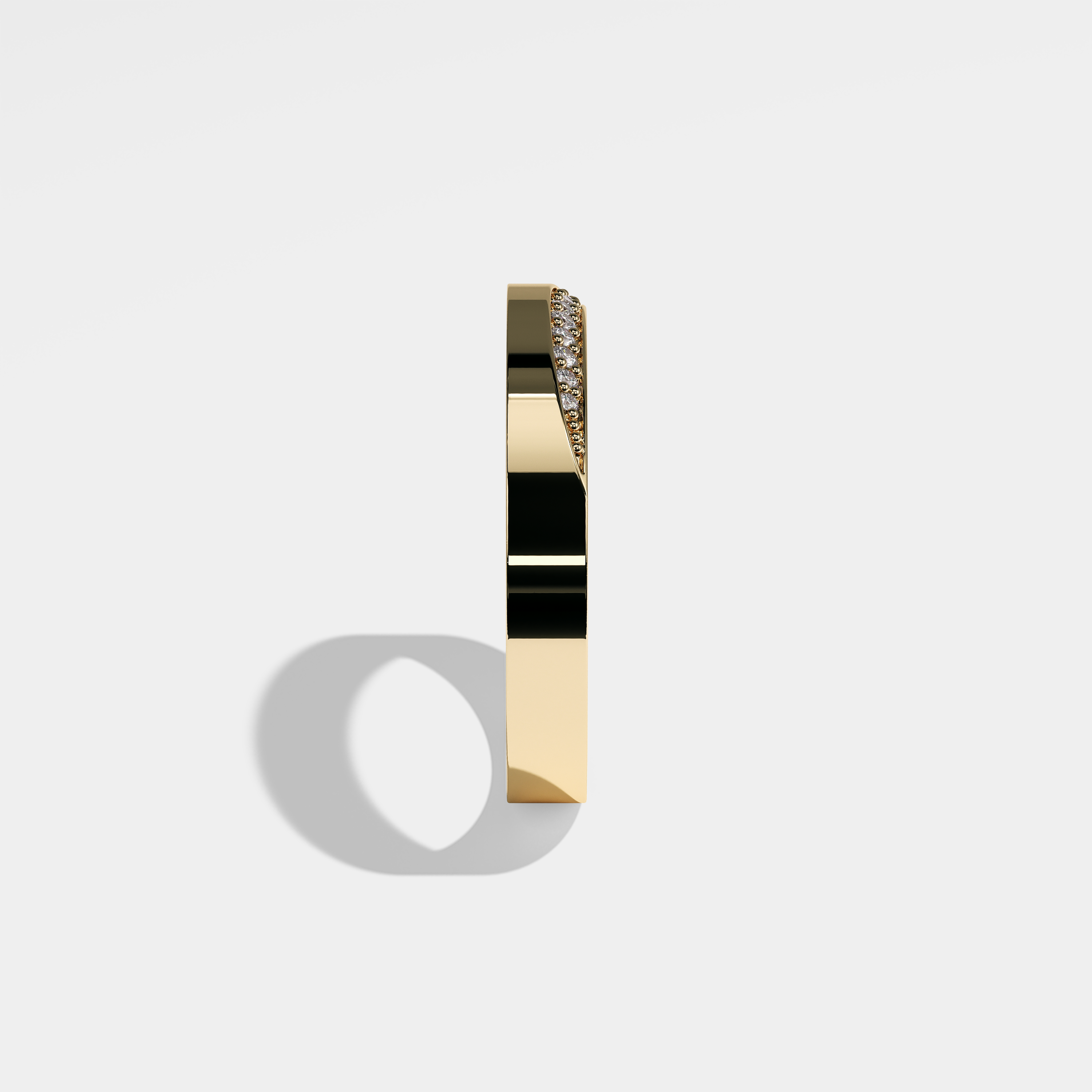 Side View – Kurbãni Durjini Gallahan 3MM Diamond Round Brilliant Wedding Yellow Gold