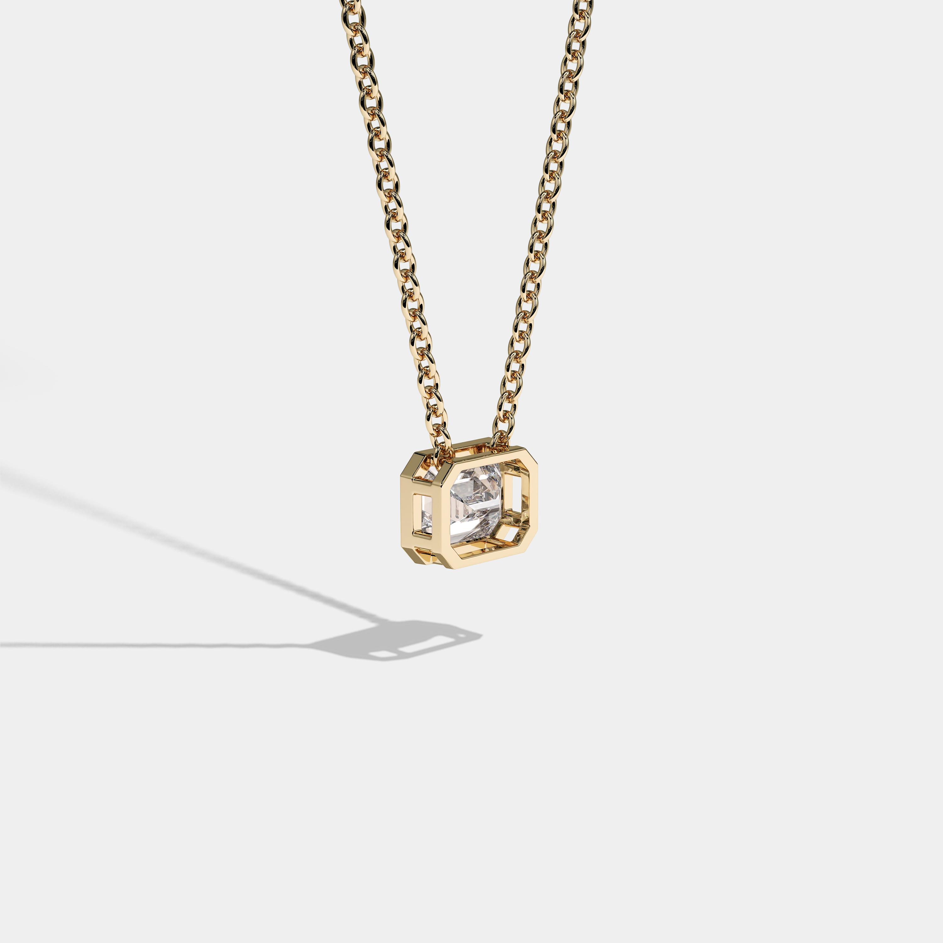 Marielle Diamond Emerald Cut Yellow Gold necklace 3.00ct