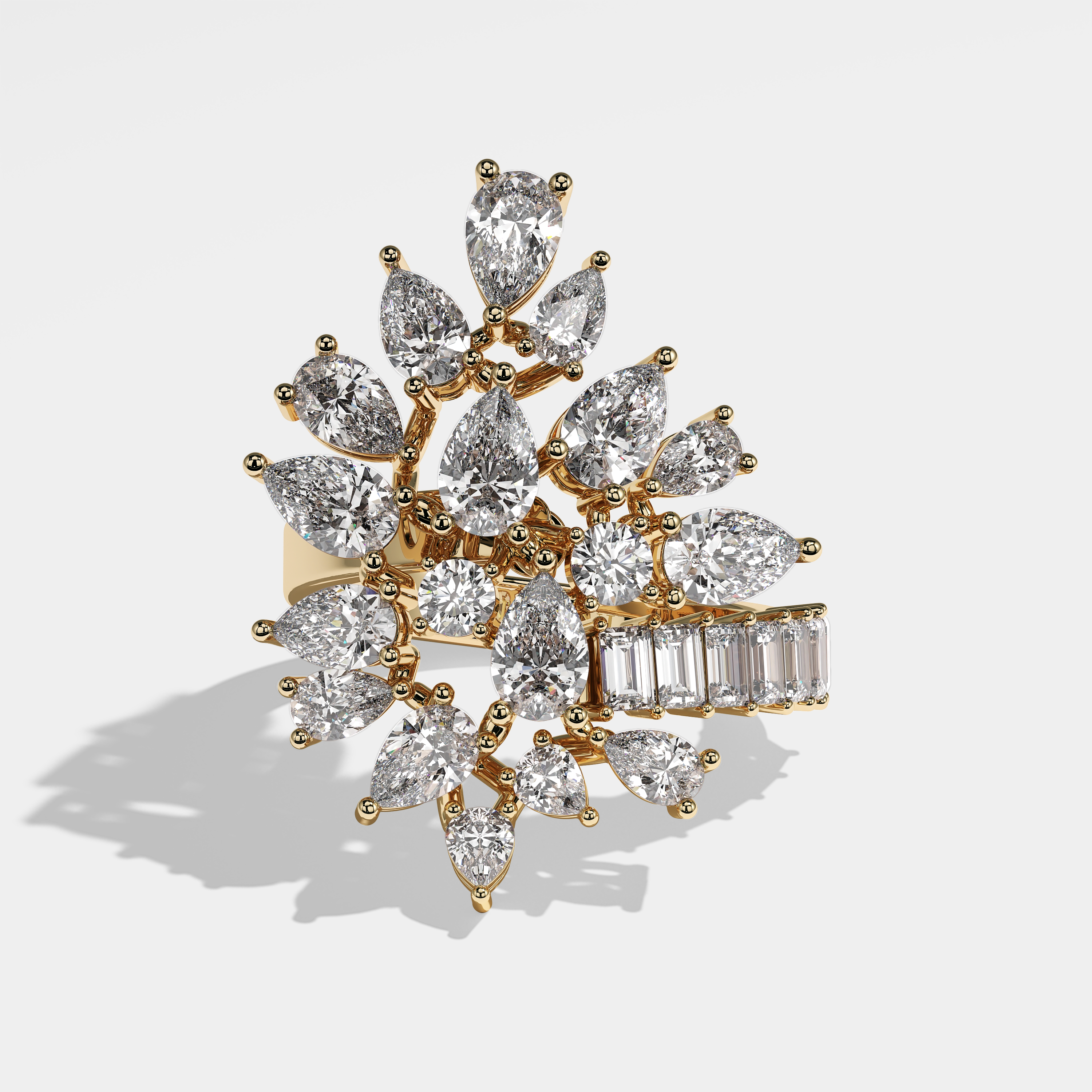 Morrigan Diamond Pear Halo Engagement Ring 18K Yellow Gold 11.00ct
